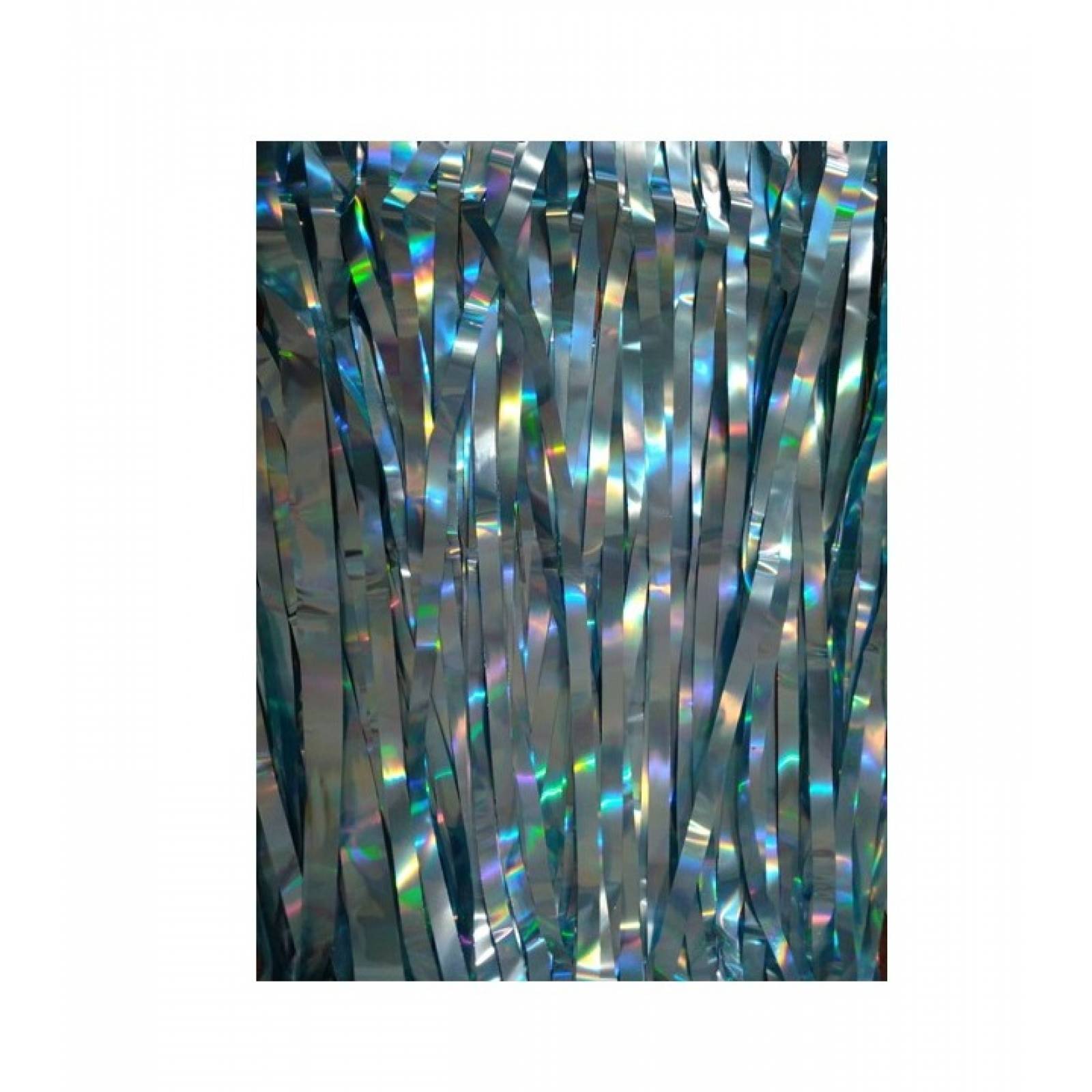 Cortina Lluvia Metálica Holografica Azul Para Fiestas, Decoración 2x1m