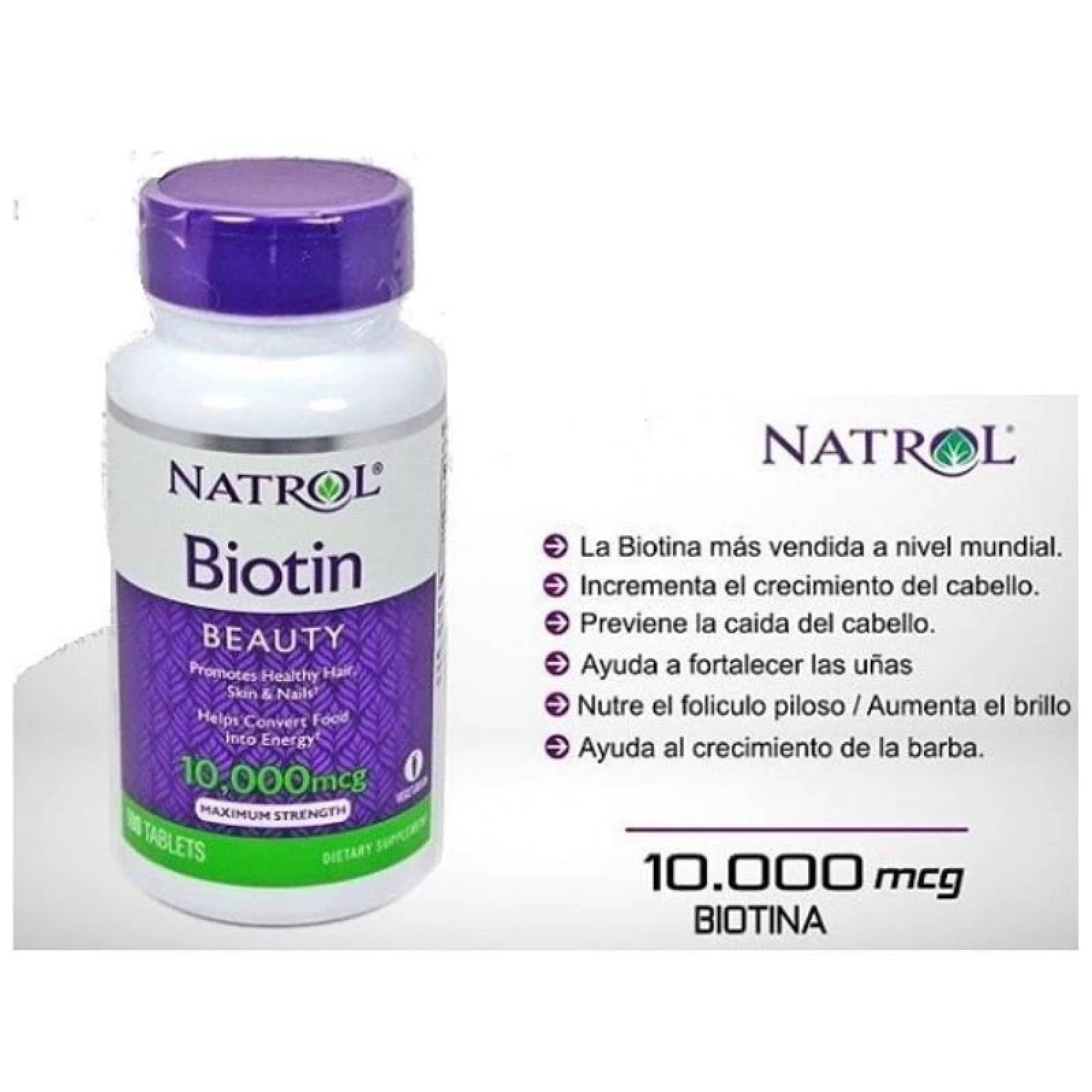 Natrol Biotin 10,000 Mcg 100 Unidades, Cabello Barba Uñas