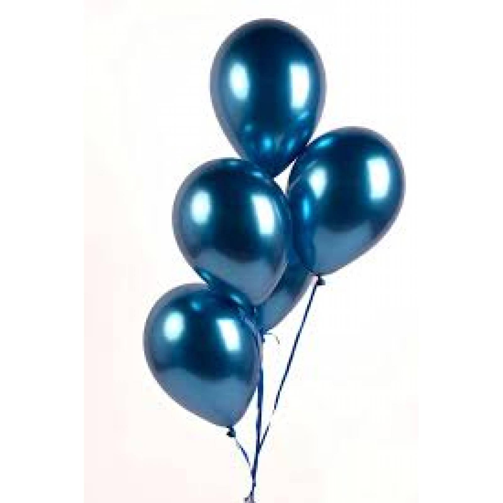 Globo Chrome Latex Del Numero 12 Para Decoración Paq 25 Pz Azul.