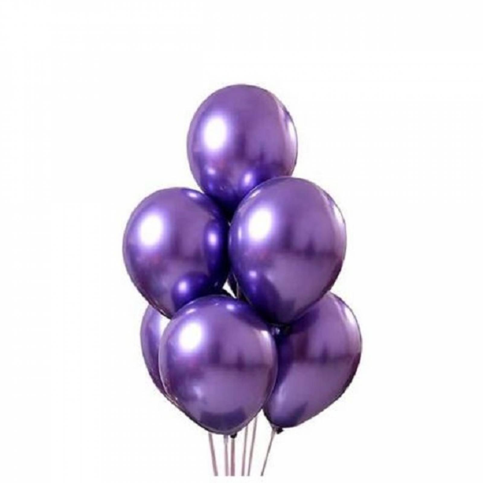 Globo Chrome Latex Del Numero 12 Para Decoración Paq 25 Pz Morado.