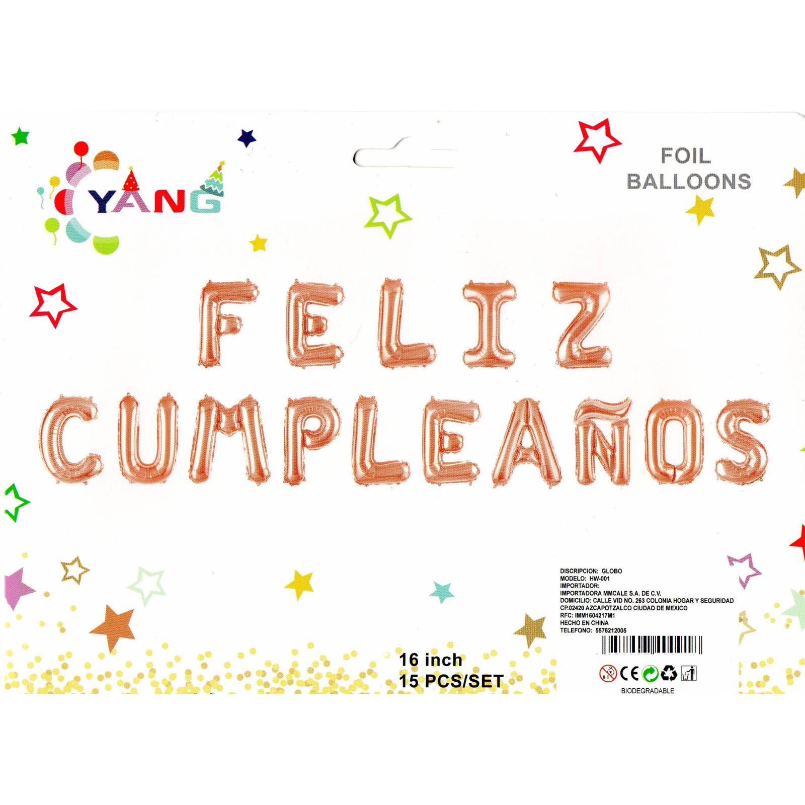 Globos De Letra Metalicos Feliz Cumpleaños Rosa Dorado.