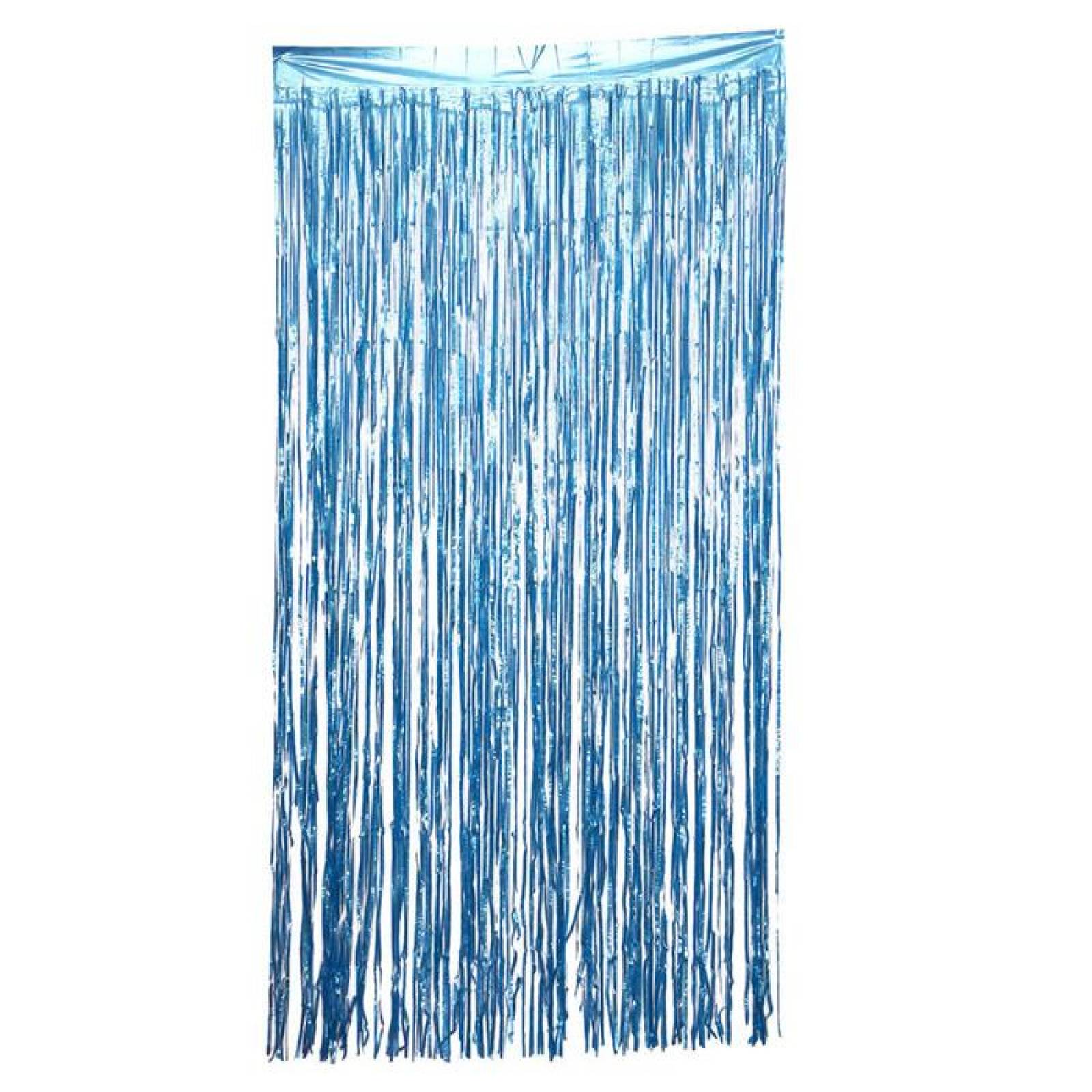 Cortina Lluvia Metálica Azul Cielo Para Fiestas, Decoración 2x1m