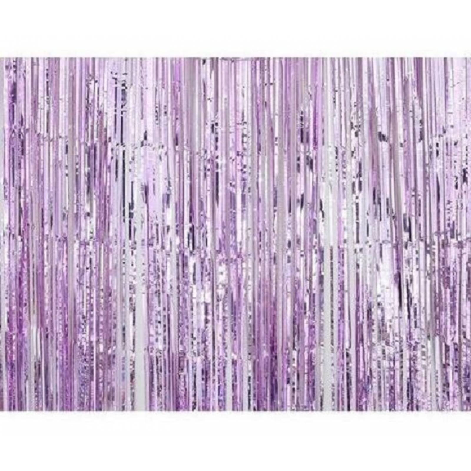 Cortina Lluvia Metálica Lila Para Fiestas, Decoración 2x1m