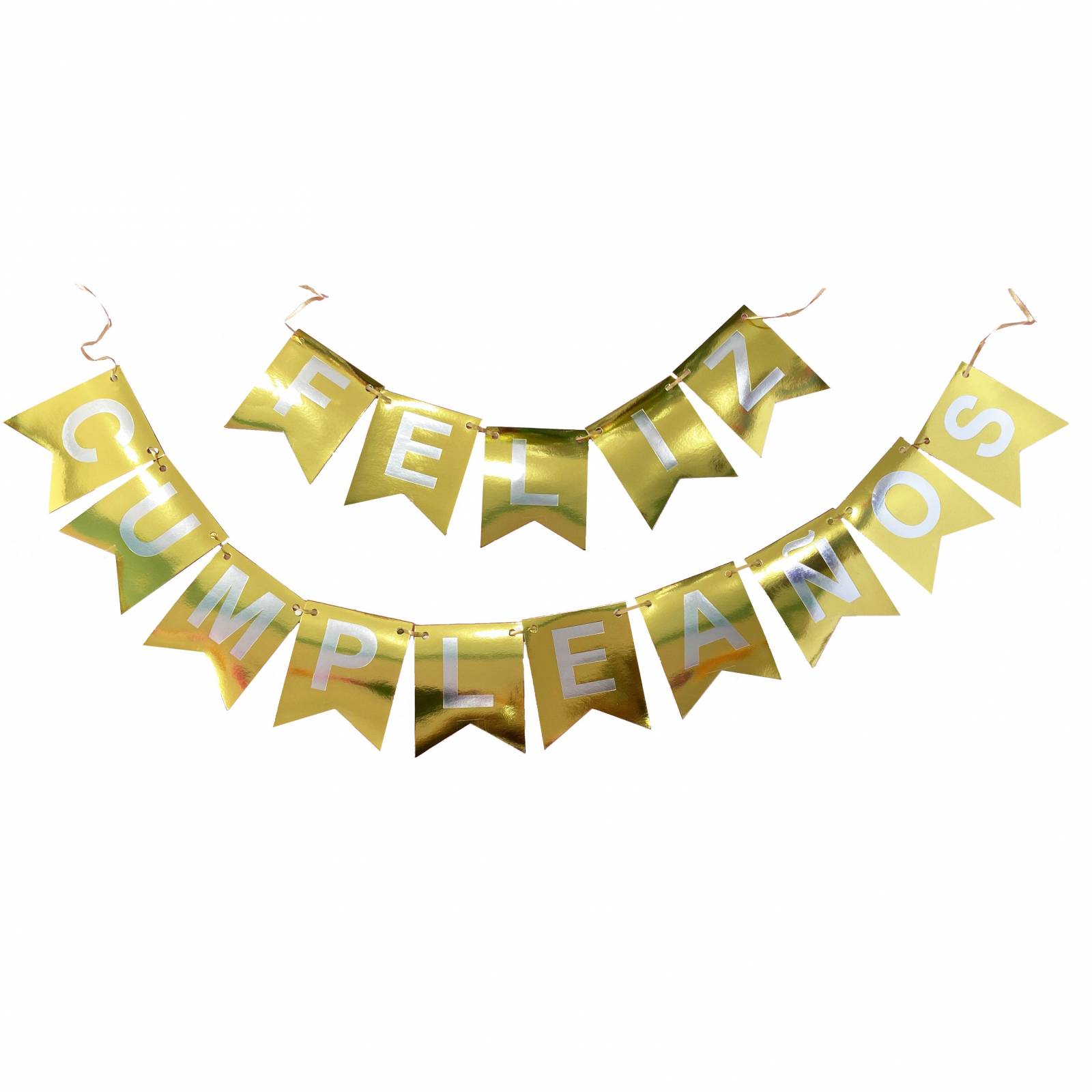 Guia De Banderines Banner Guirnalda Feliz Cumpleaños Dorado.