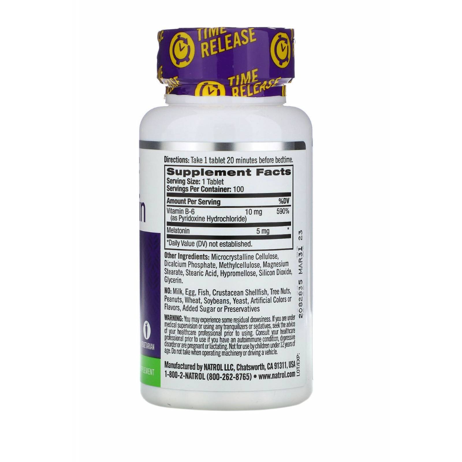 Natrol Melatonin Sleep, Liberacion Prolongada 5mg, 100 tabletas