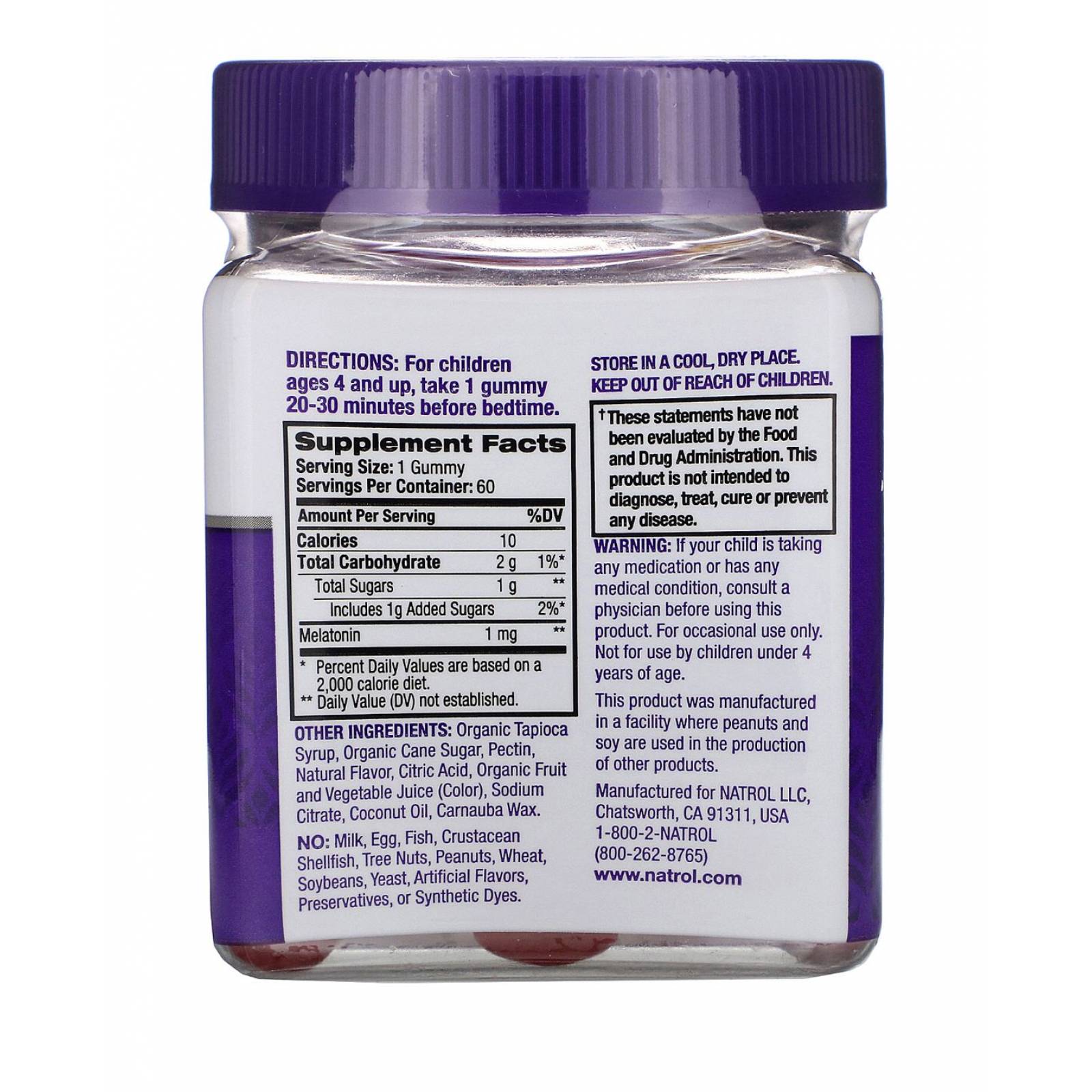 2 pz Natrol Melatonin Kids Sleep, Berry Edad +4, 60 Gomitas