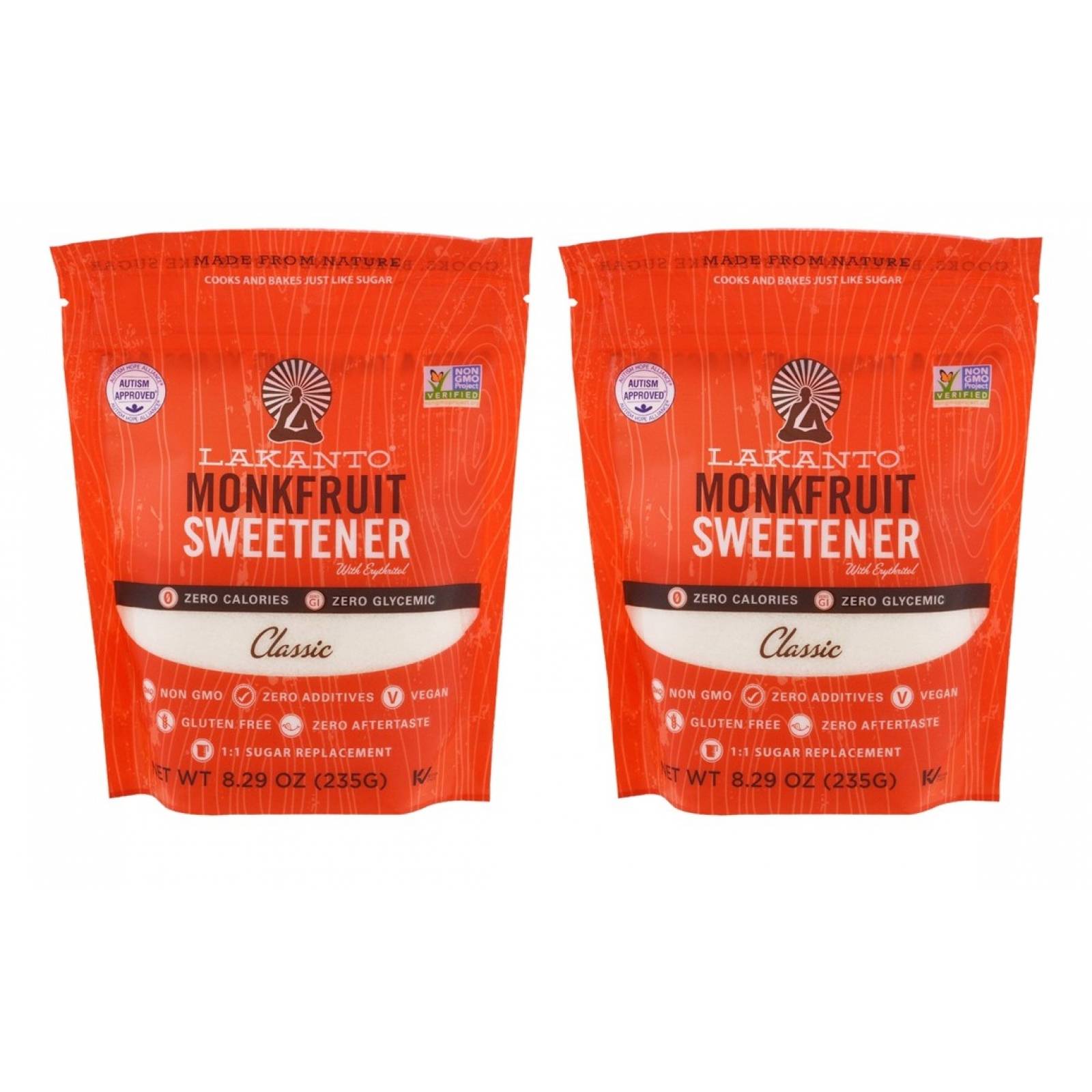 2 pz Lakanto Monkfruit Sweettener Clasico, Fruto del Monje 235gr