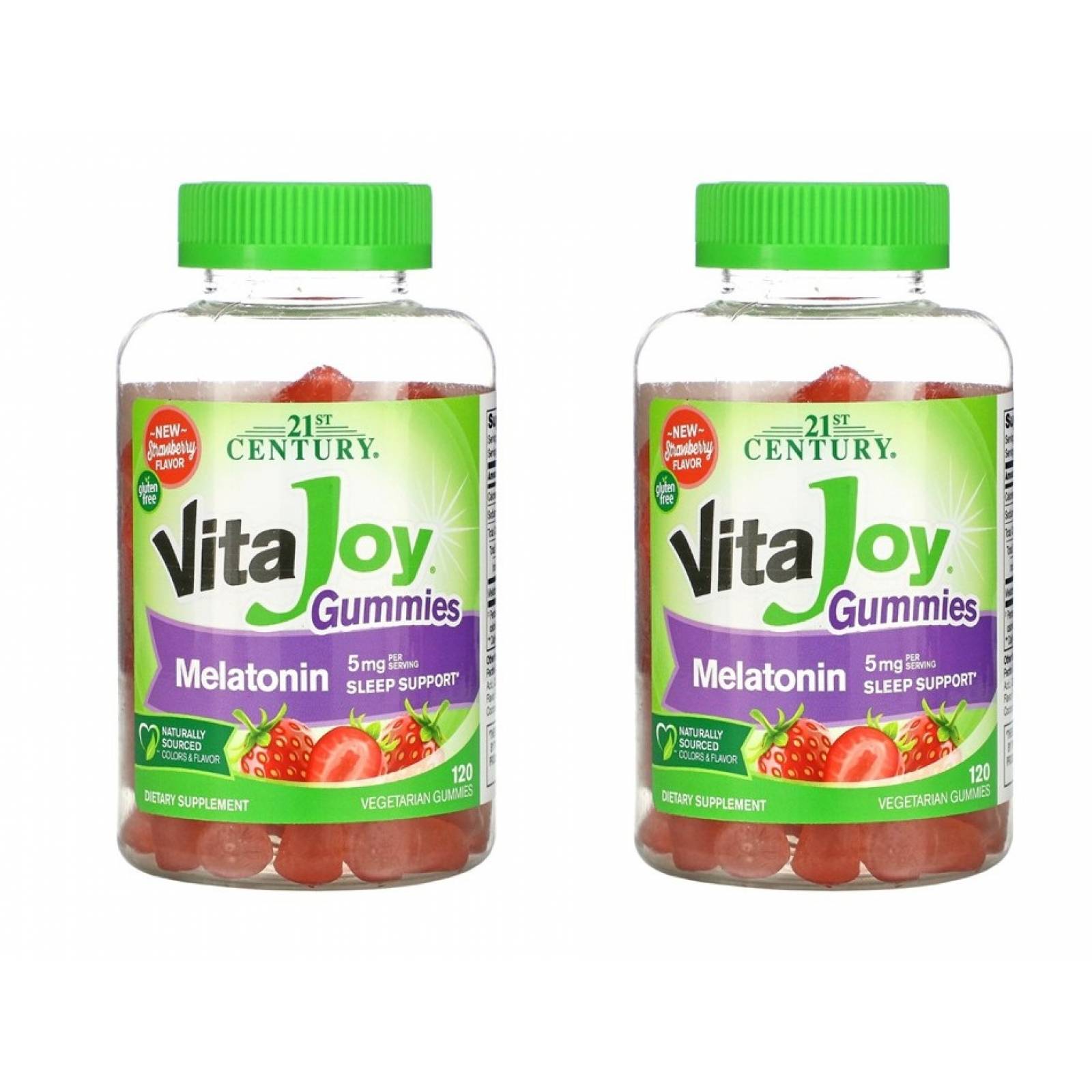 2 pz 21st Century VitaJoy Gummies Biotin, Fresa, 120pcs