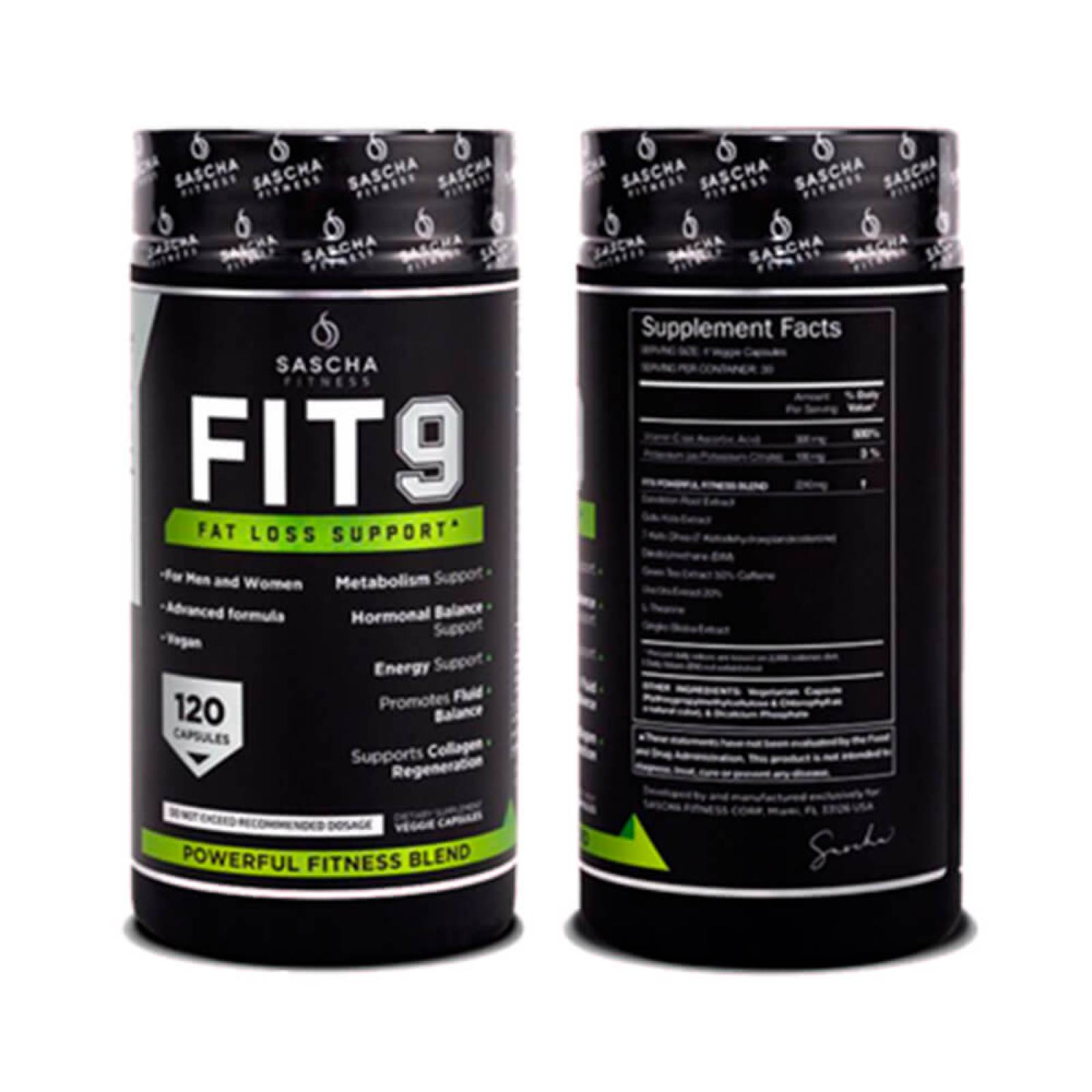 Sascha Fitness Fat Loss Support, Fit 9, 120 capsulas