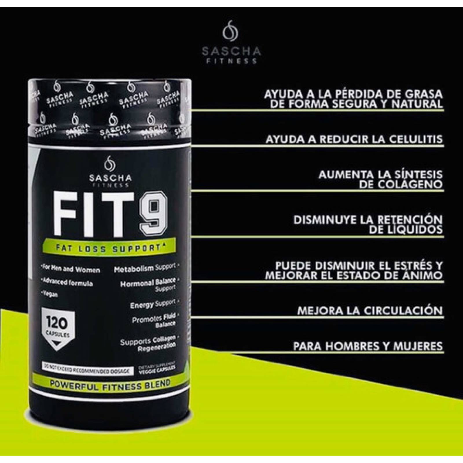 Sascha Fitness Fat Loss Support, Fit 9, 120 capsulas