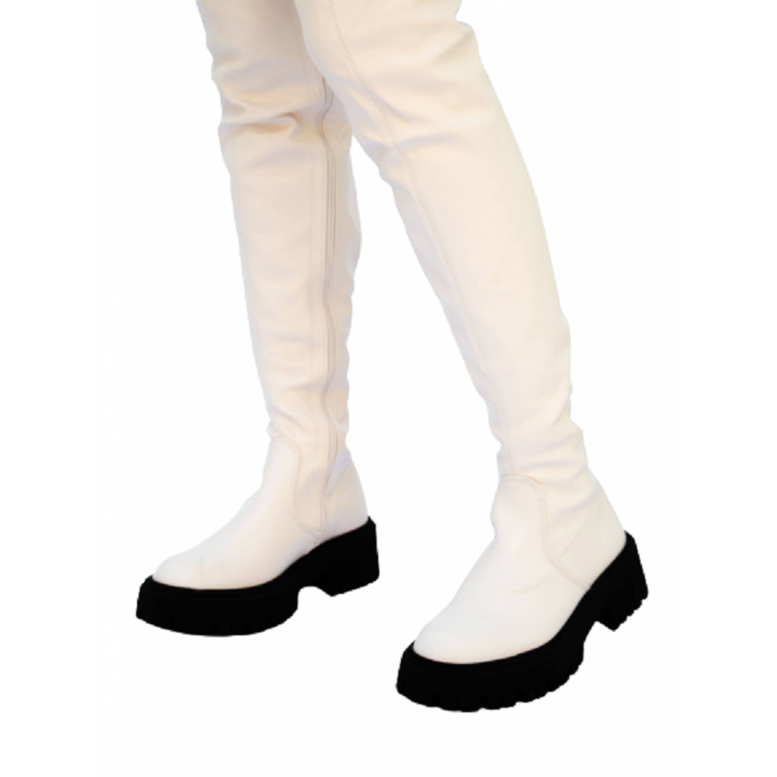 Bota Larga De Piso Casual Para Mujer Hanna Mx Leone Bone