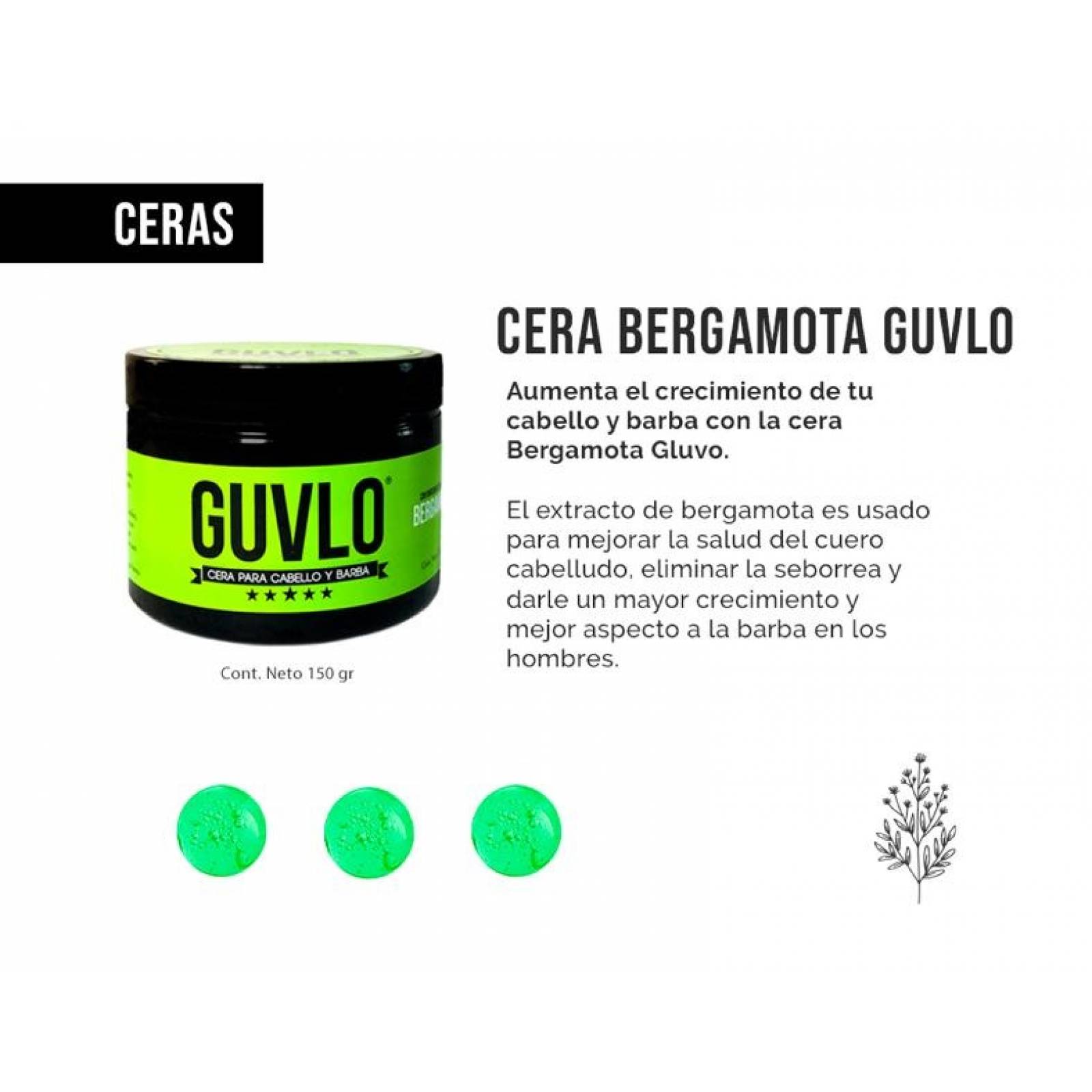 Cera Para Hombre Guvlo, Cabello Barba Y Bigote 150 Gr Bergamota