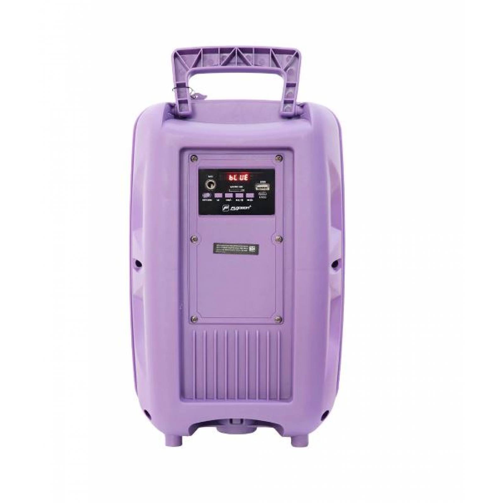 Bafle Amplificado 8" Recargable BT/FM/USB/MICRO SD/ LUZ LED/ TWS/ AUDIO IN Color Morado.