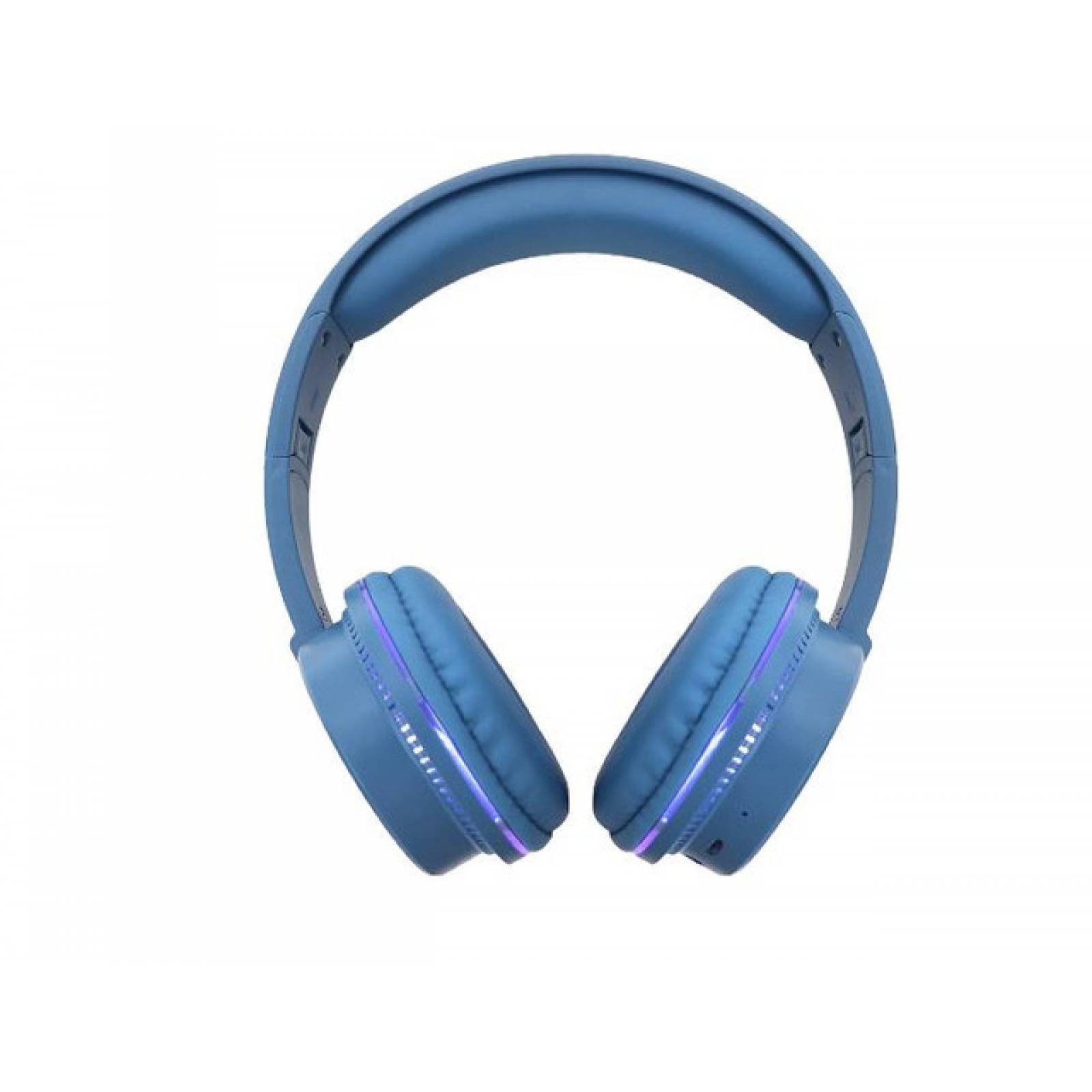 Audifonos Inalambricos Bluetooth Input M3.5MM Con Circulo De Luz Color Azul