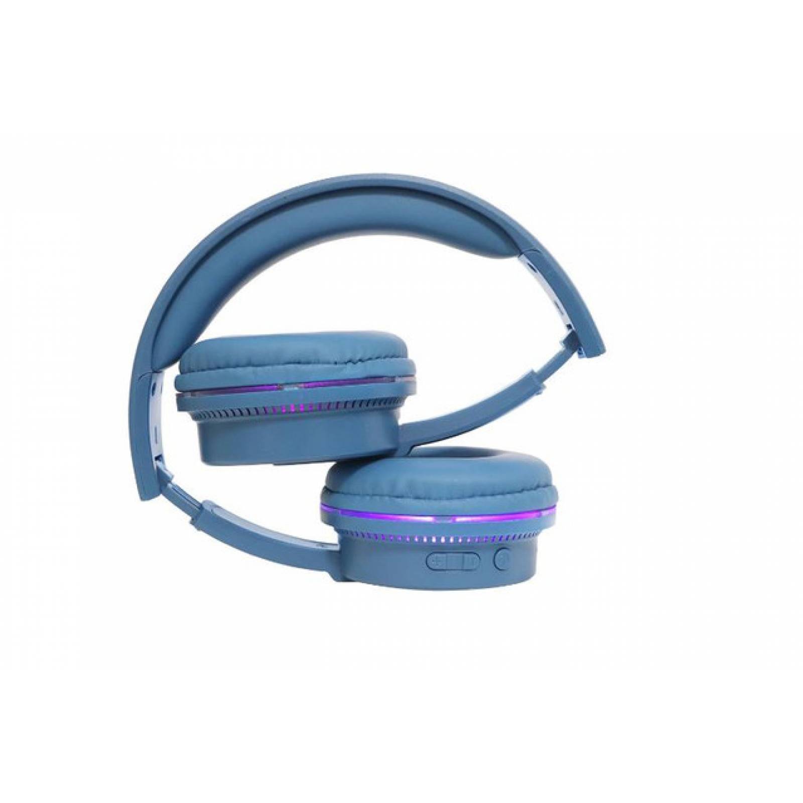 Audifonos Inalambricos Bluetooth Input M3.5MM Con Circulo De Luz Color Azul