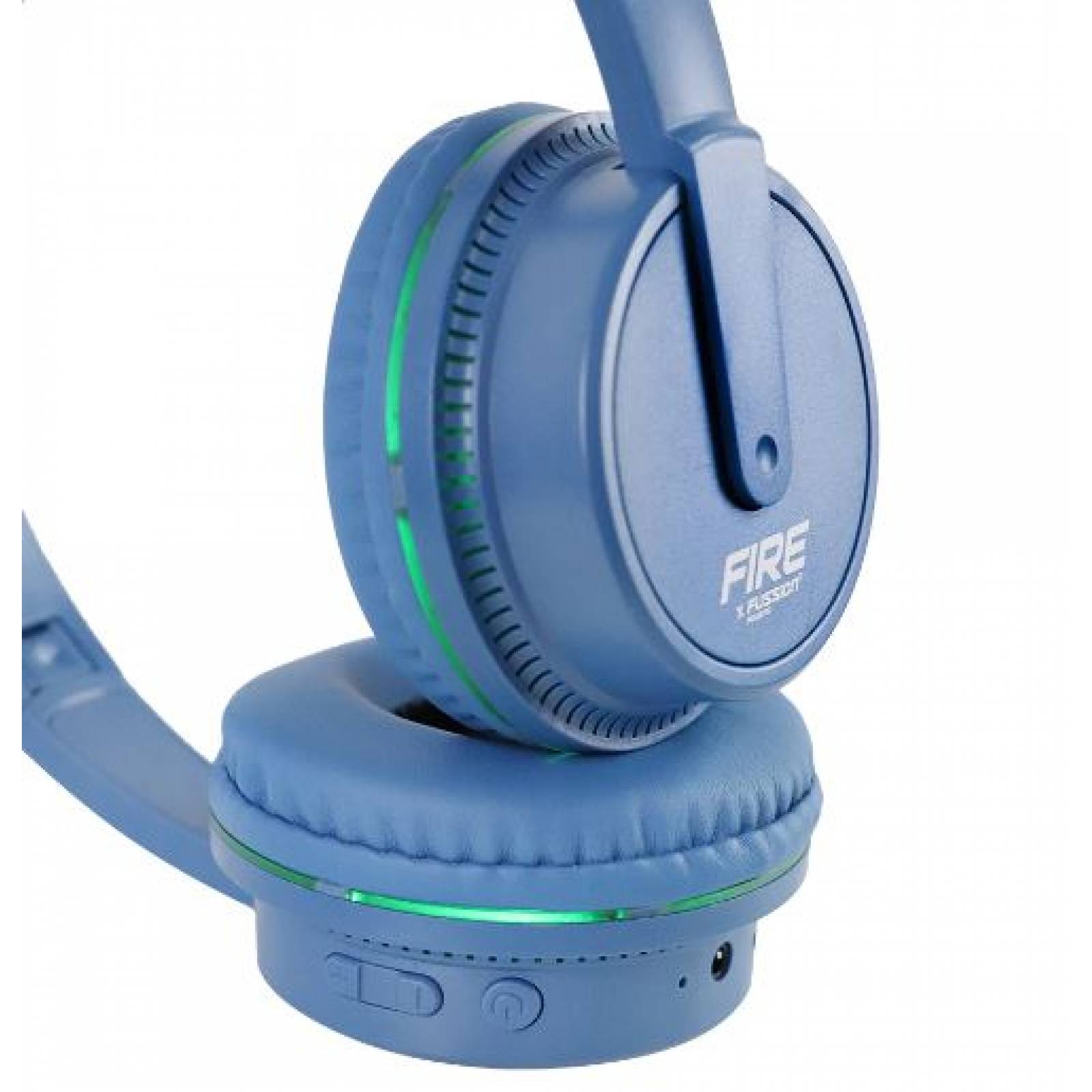 Audifonos Inalambricos Bluetooth Input M3.5MM Con Circulo De Luz Color Azul