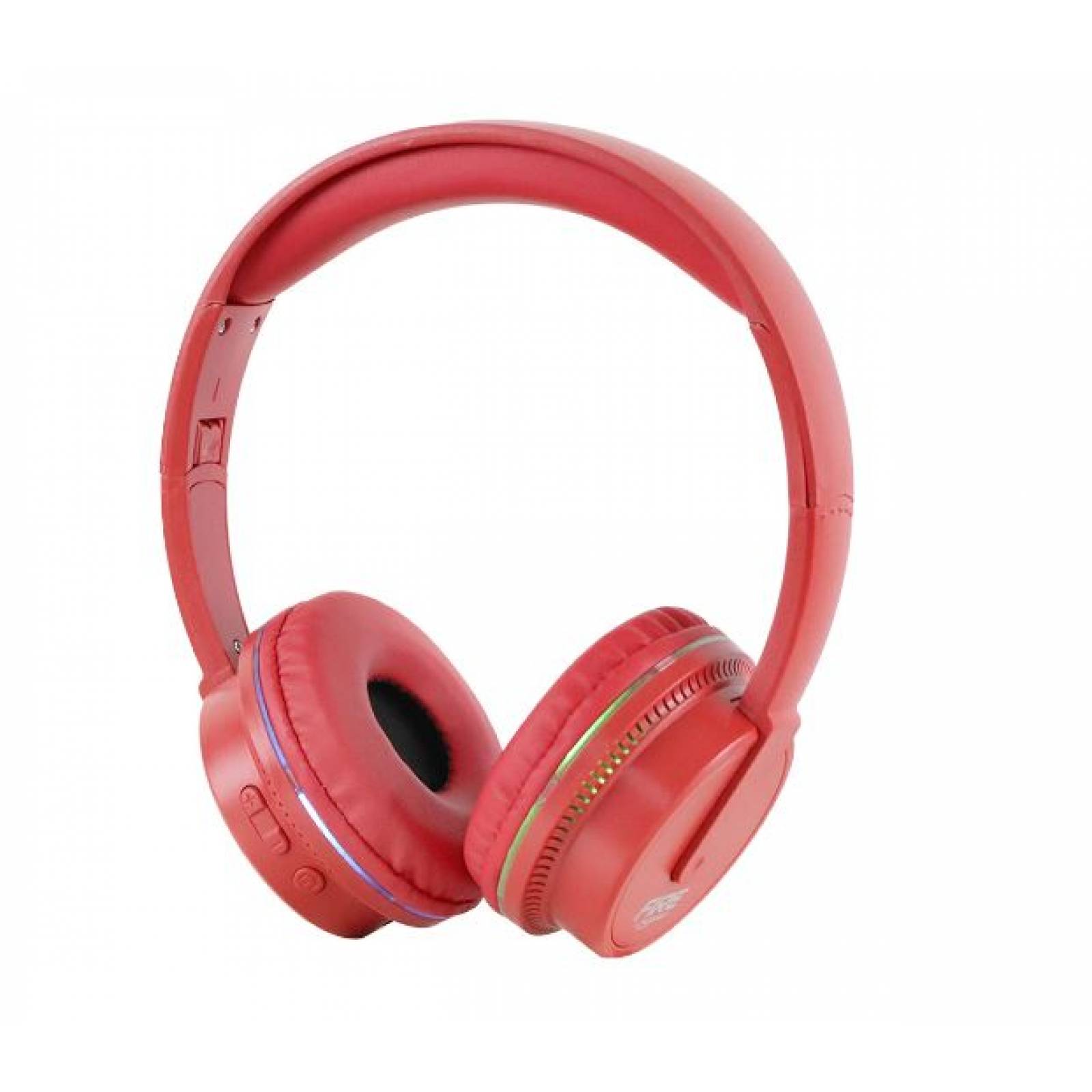 Audifonos Inalámbricos Bluetooth Input M3.5MM Con Circulo De Luz Color Rojo.