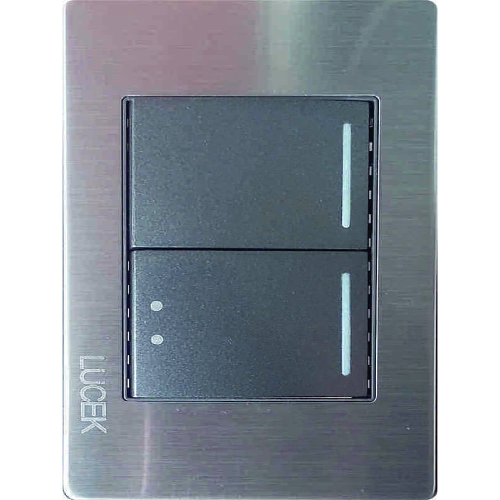 APAGADOR SENCILLO Y APAGADOR ESCALERA GRIS CON PLACA LUCEK PREMIUM BP0