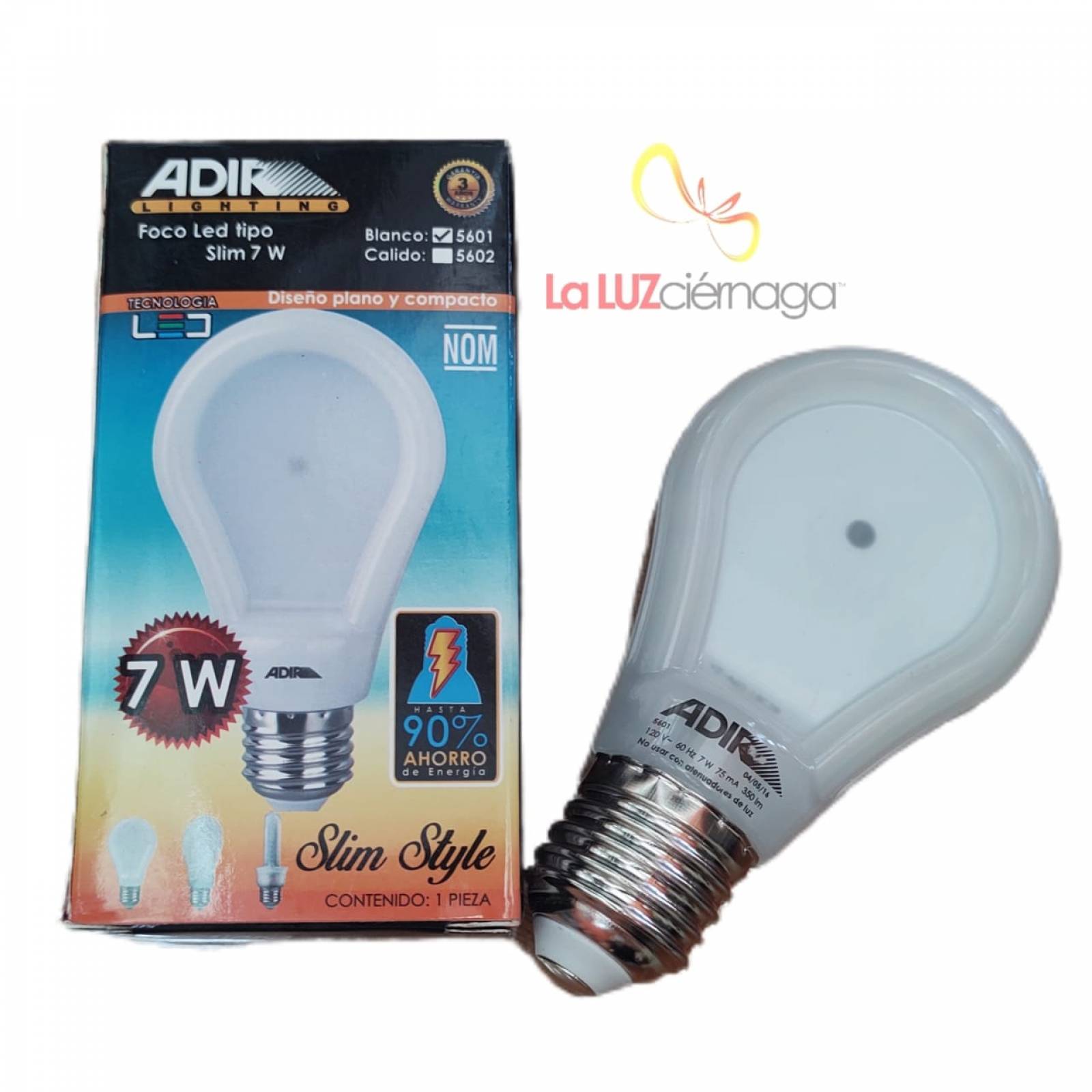 FOCO LED EXTRA PLANO 7W TIPO SLIM LUZ BLANCA ADIR
