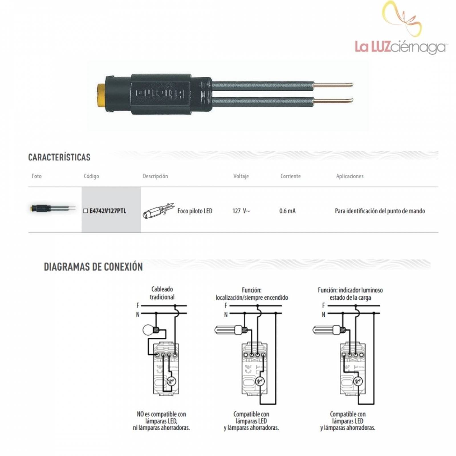 FOCO PILOTO LED COLOR ÁMBAR MODUS PRO E4742V127PTL