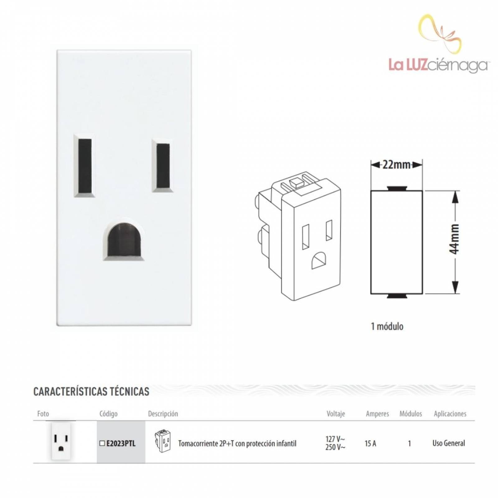 TOMACORRIENTES 2P+T DE USO GENERAL MODUS PRO