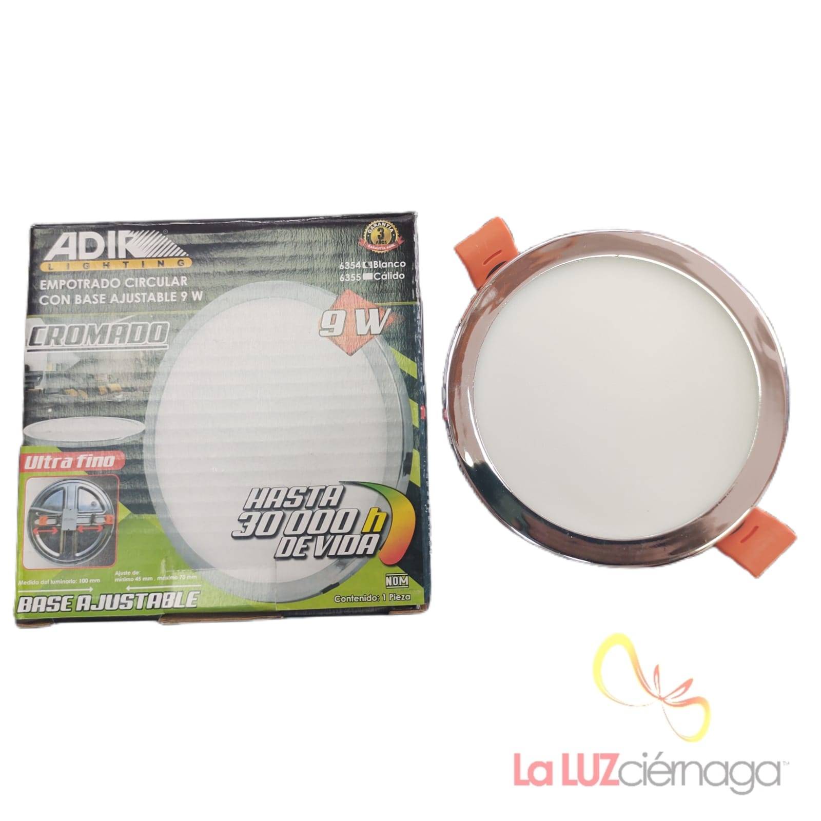 LUMINARIA DE LED CIRCULAR EMPOTRABLE CROMADO  9W 6500K 6354