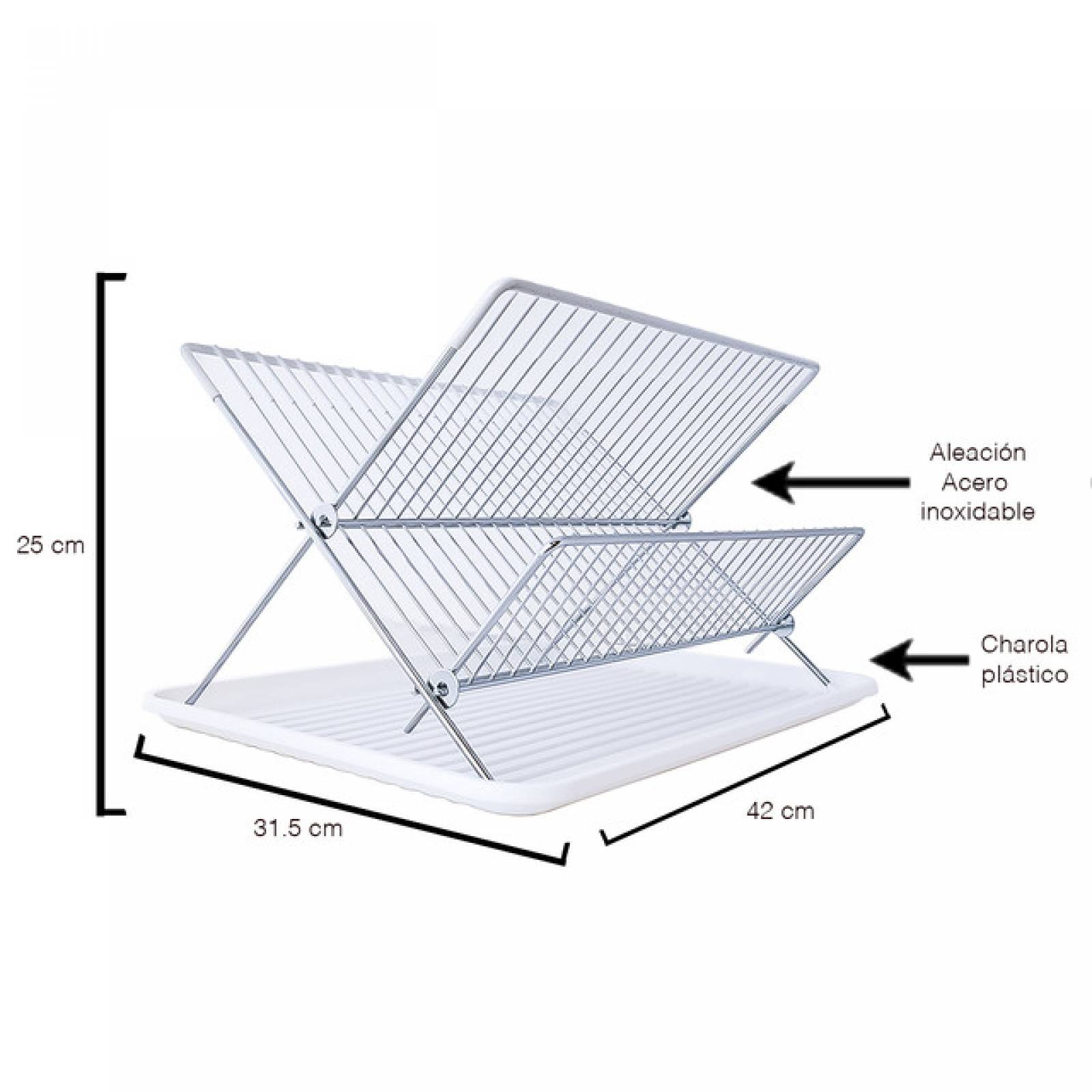 Escurridor Trastes Moderno Acero Inoxidable 38cm -- Bellair