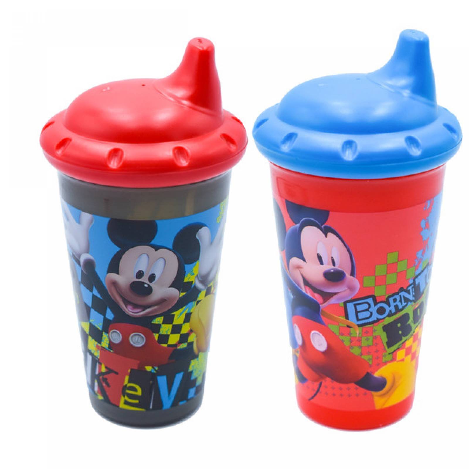 Fun Kids 1703-20 Disney Junior Juego de 2 Vasos Entrenadores Mickey Mouse Biberones con Chupon parra Bebes y Ninos, Azul y Amarillo