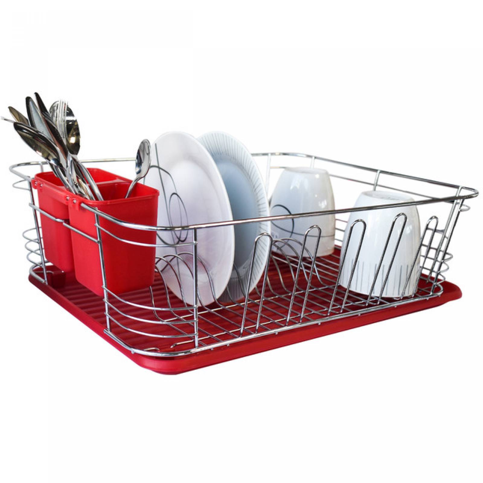 Top Choice 2415-1941 Escurridor de Trastes Charola para Platos Acero Inoxidable (Rojo)