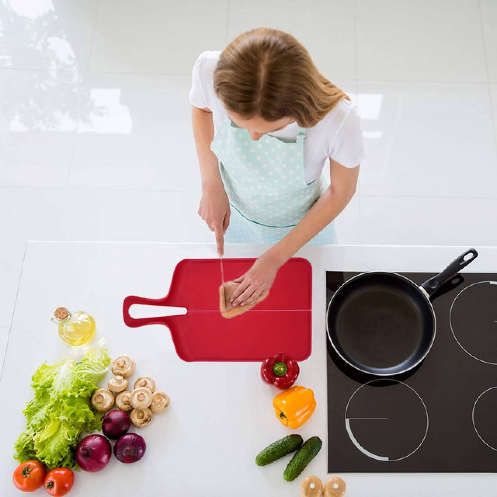 Top Choice 2415-2239R  Tabla De Silicon Para Picar Alimentos Utensilios Cocina Color Rojo