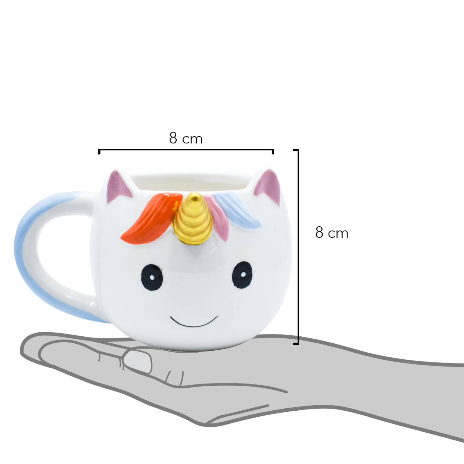 Top Choice 2415-3480 Taza Unicornio 3d Grande De Cerámica Para Café Colores 373ml