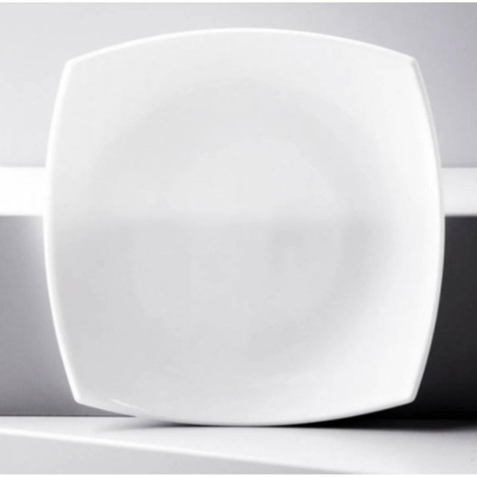 Luminarc 307-5198/5200E  Vajilla Blanca Cuadrada Moderna de Vidrio Opal Resistente con 12 piezas para 4 Personas