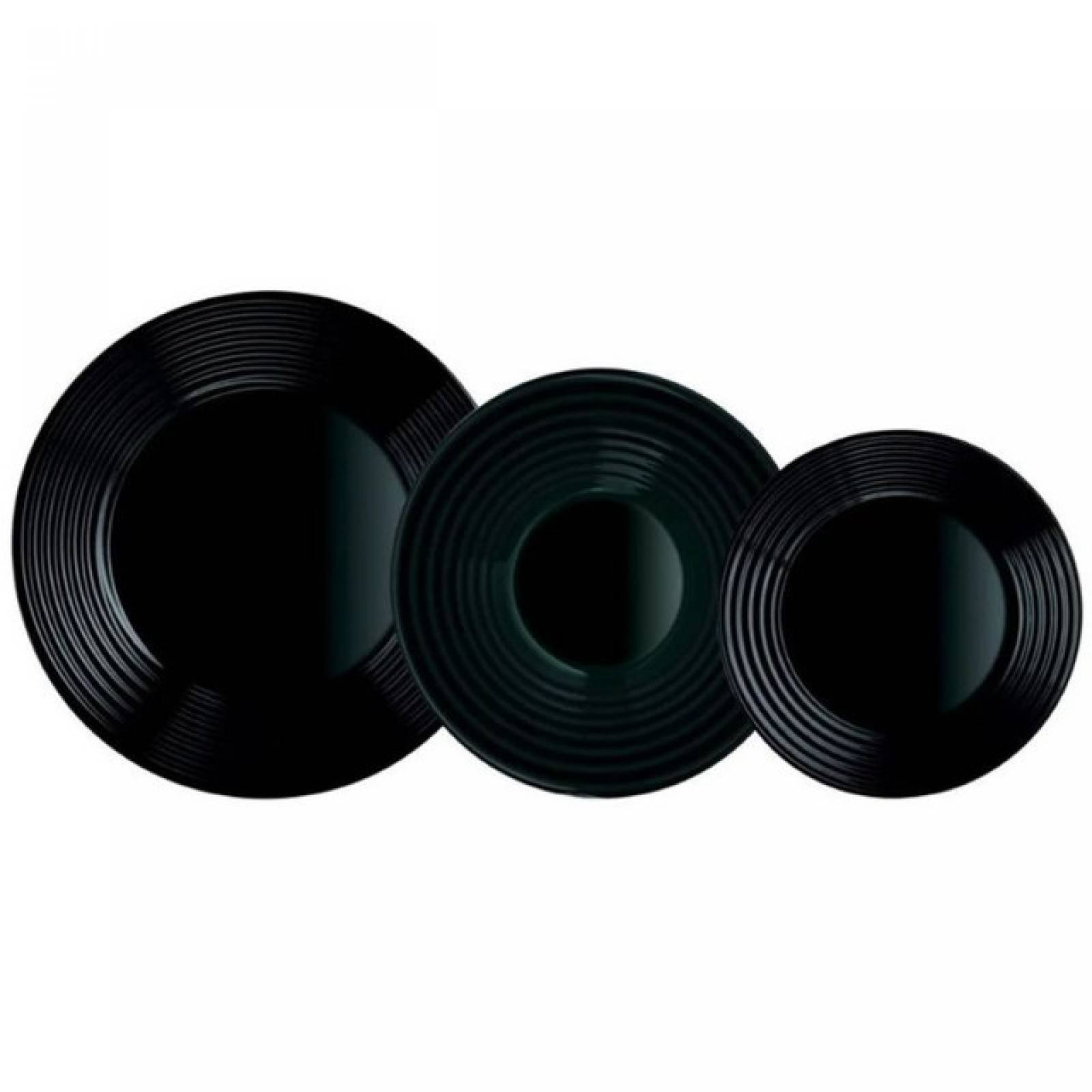 Luminarc 307-5483/5486E Vajilla Moderna Negra modelo Harena para 4 Personas de Vidrio con 12 piezas