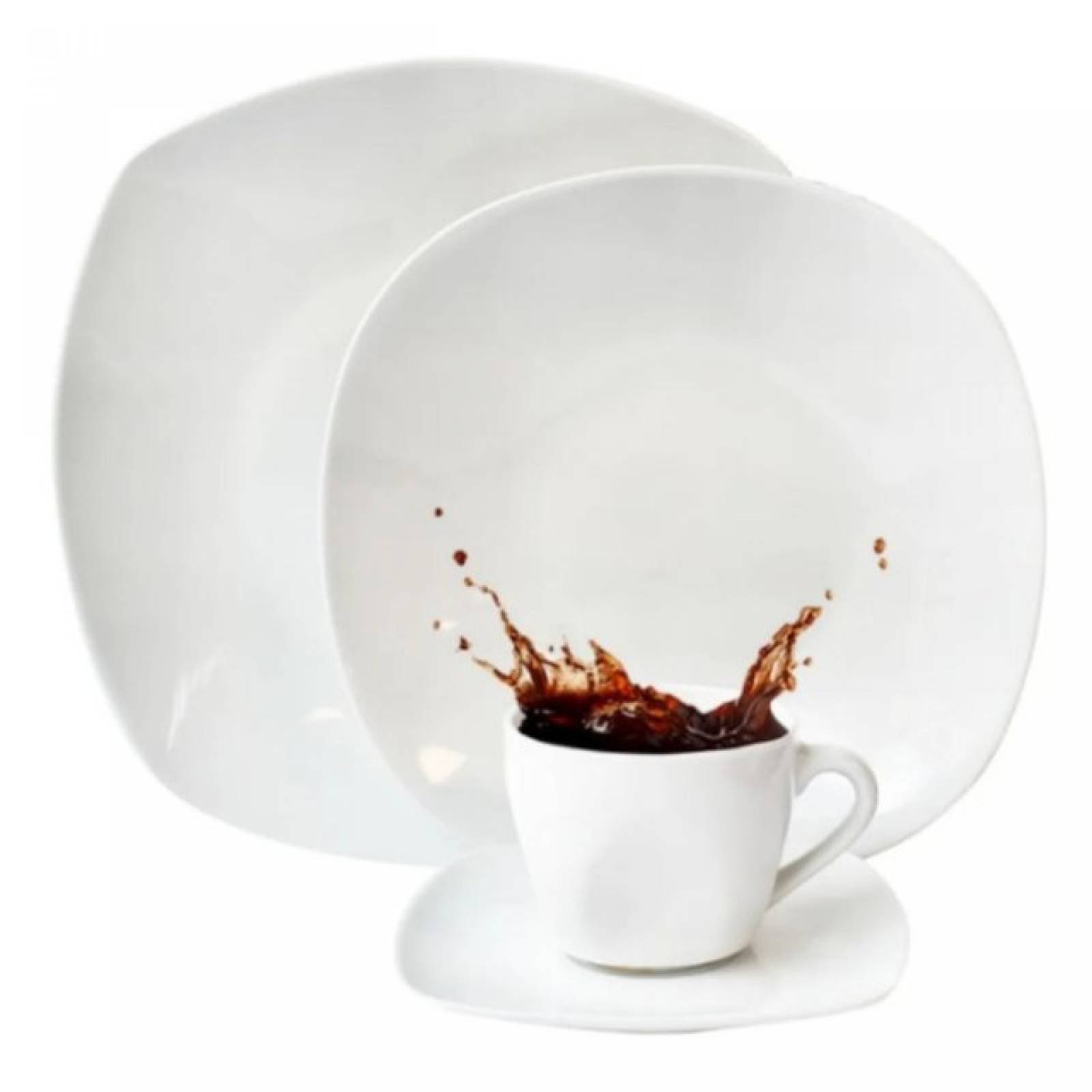 Dear 1693-77 Vajilla Moderna Cuadrada De Porcelana 16pzas Para 4 Personas