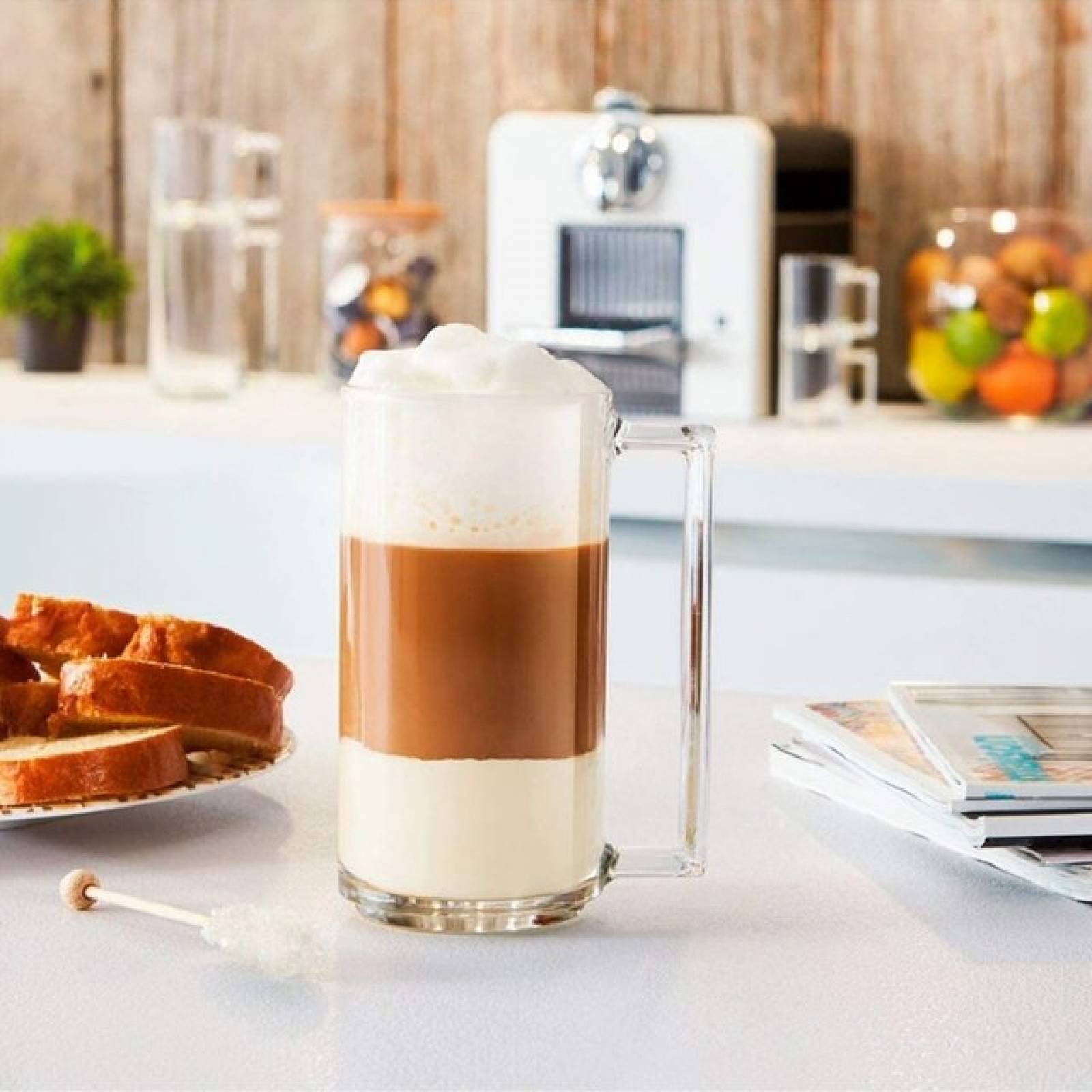 Luminarc 307-5569 Tarro de Vidrio Cerveza o Café Capuchino Bonne Heure, 400 Mililitros, 6 Piezas, Transparente