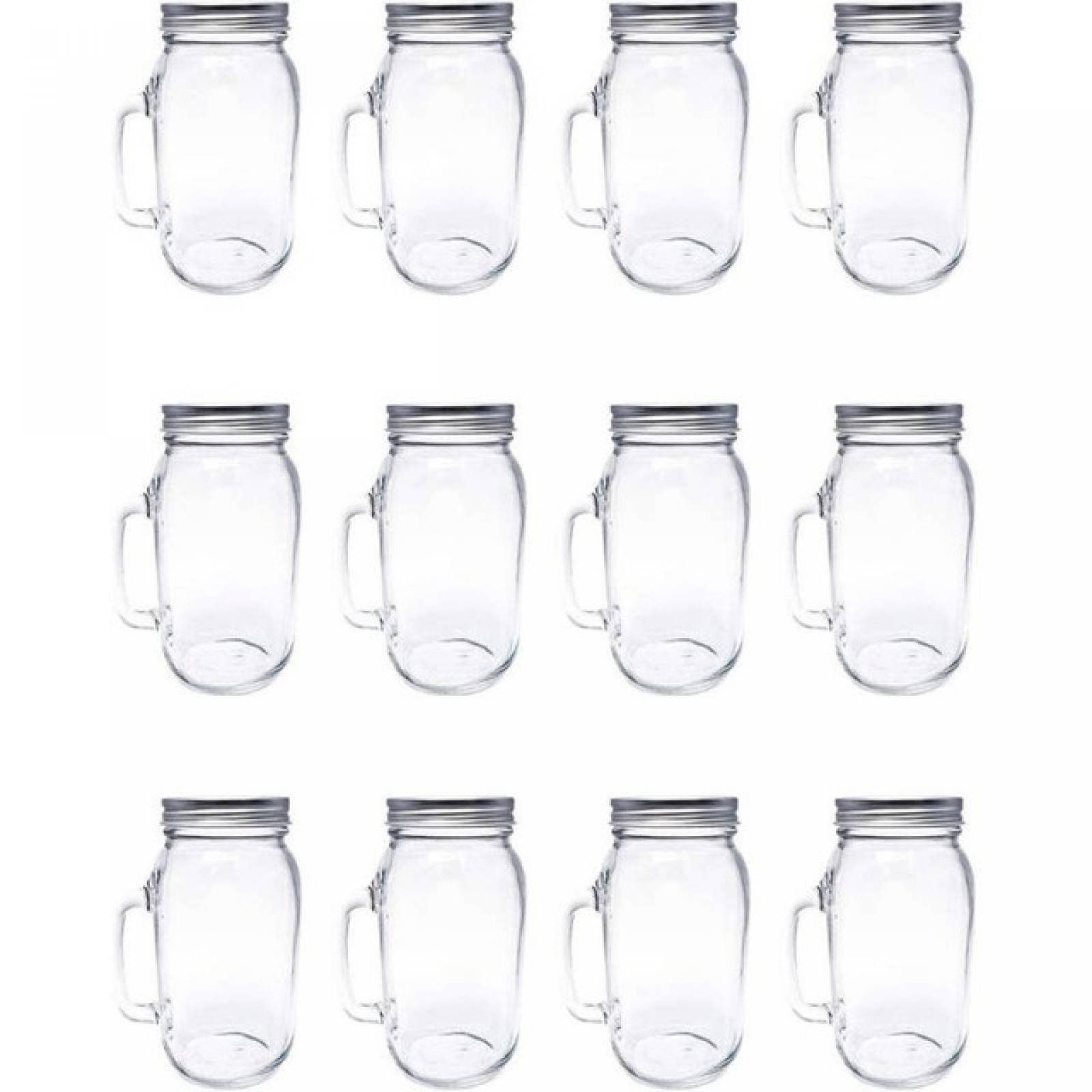 Top Choice 2415-2146 Mason Jar Set de 12 Frascos de Vidrio con Tapa y Asa de 1 Litro