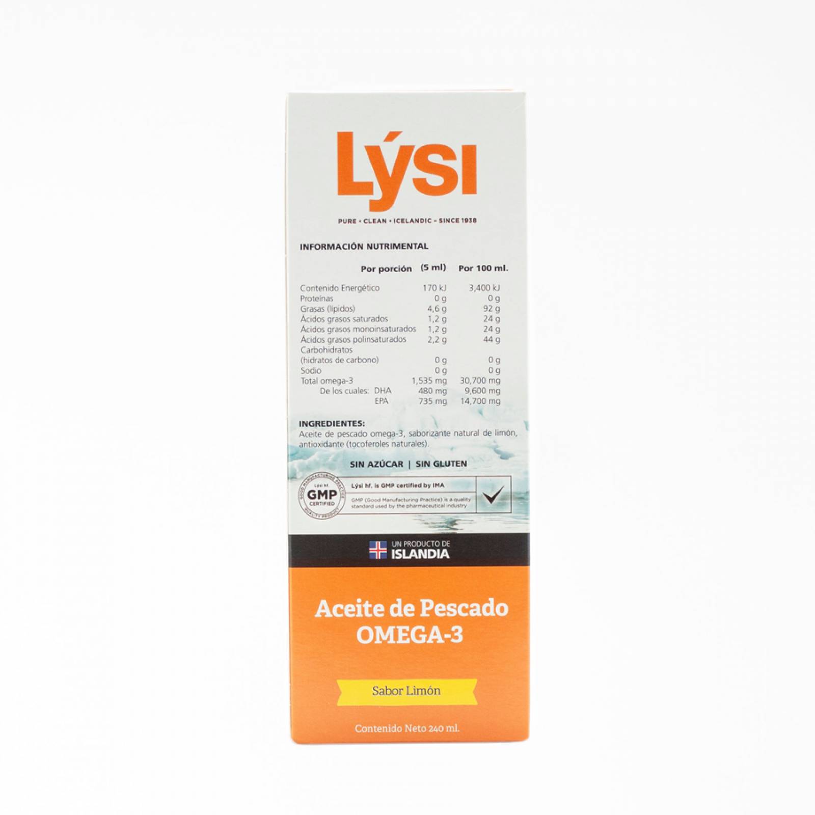 Lysi Aceite de Pescado Omega 3 EPA y DHA 240 Ml 