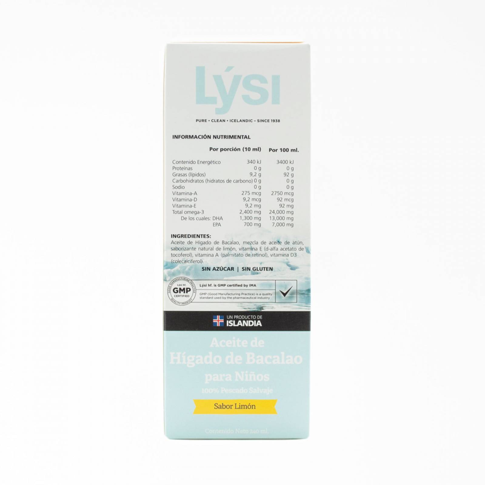 Lysi Omega 3 EPA y DHA Aceite de Hígado de Bacalao Niños 240 ML