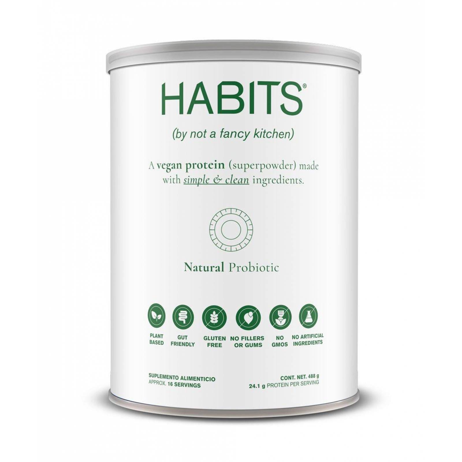 Proteína Habits Vegana Sabor Natural 488 g 
