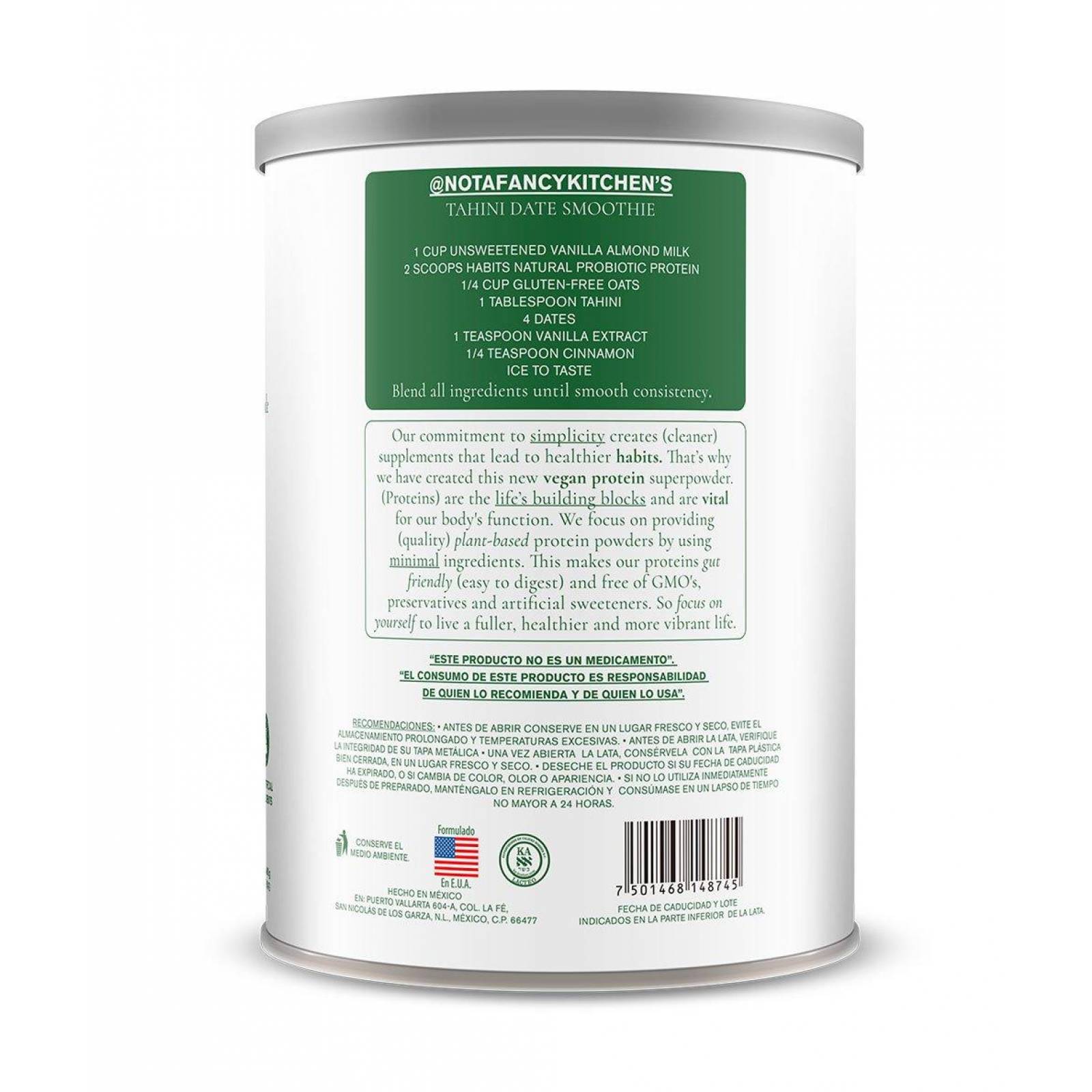 Proteína Habits Vegana Sabor Natural 488 g 