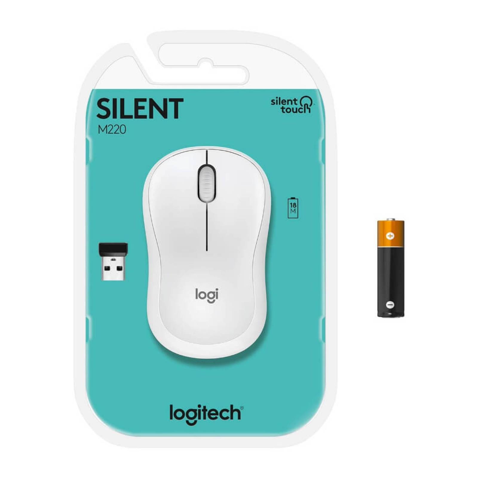Mouse Inalámbrico Logitech  Mouse M220 Silent Blanco