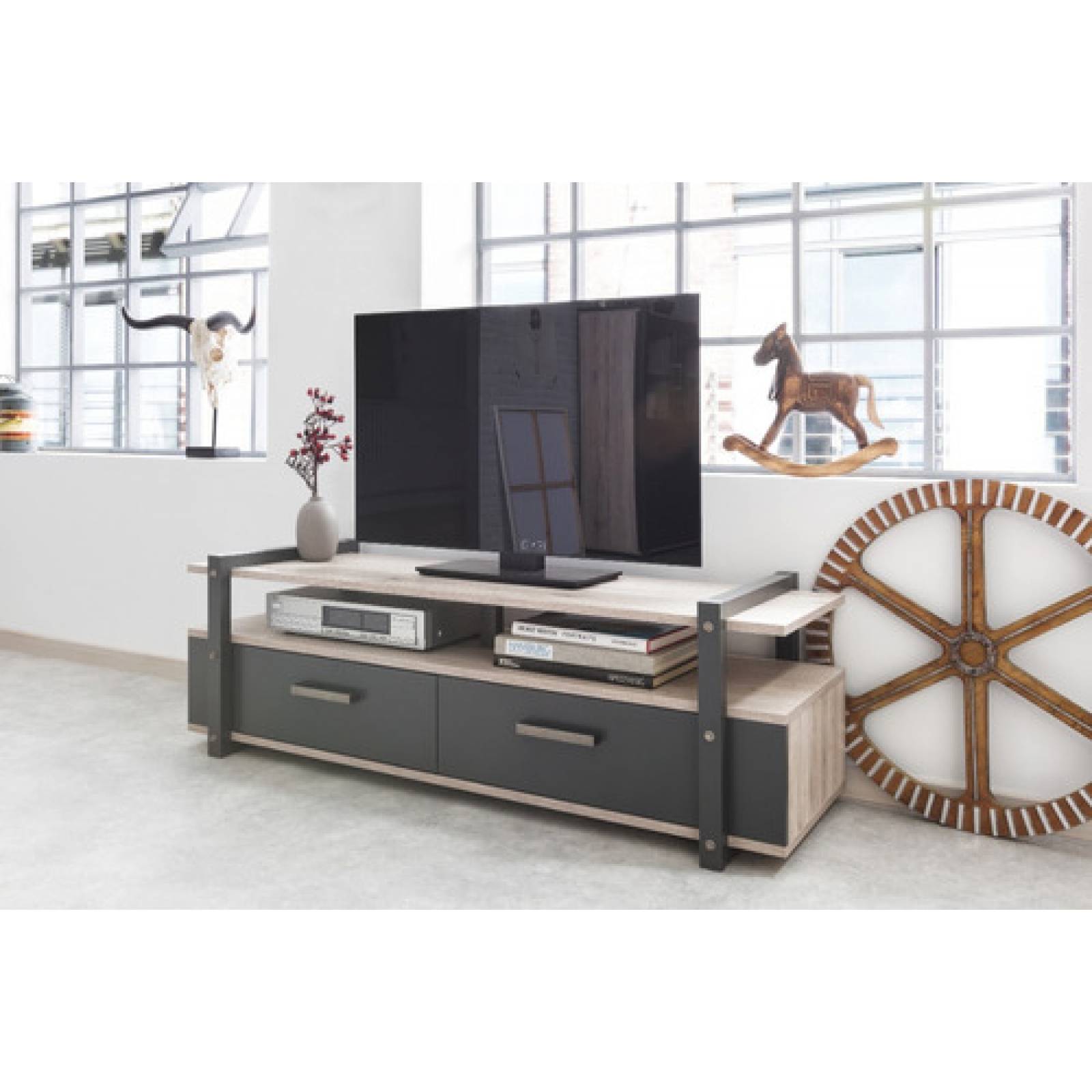 Mueble Para Tv Con Cajonera Y Repisas Moderno Tugow