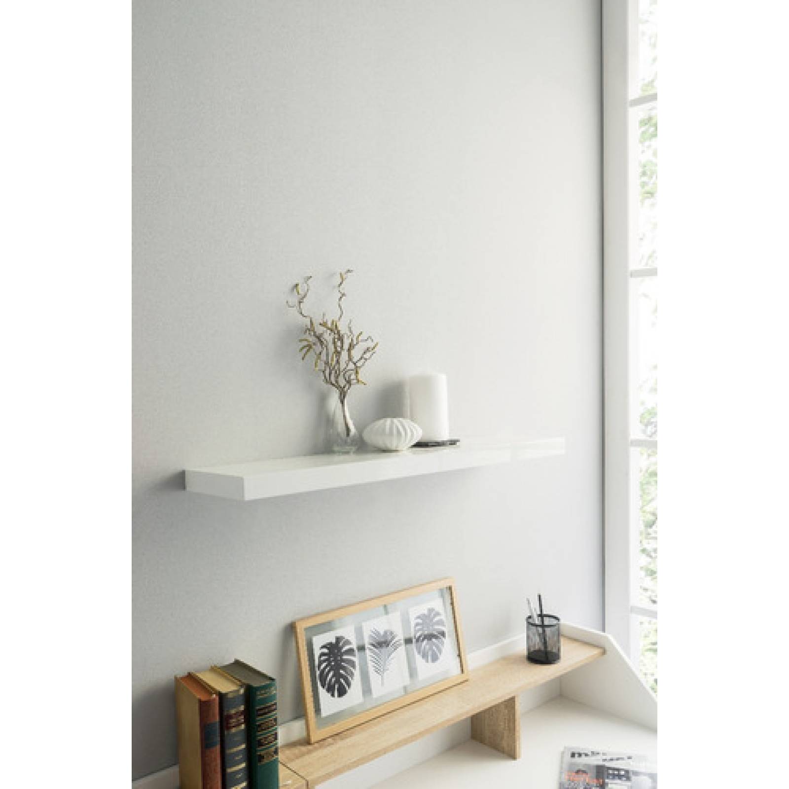 Repisas Flotantes De Madera Blanca Minimalista Tugow