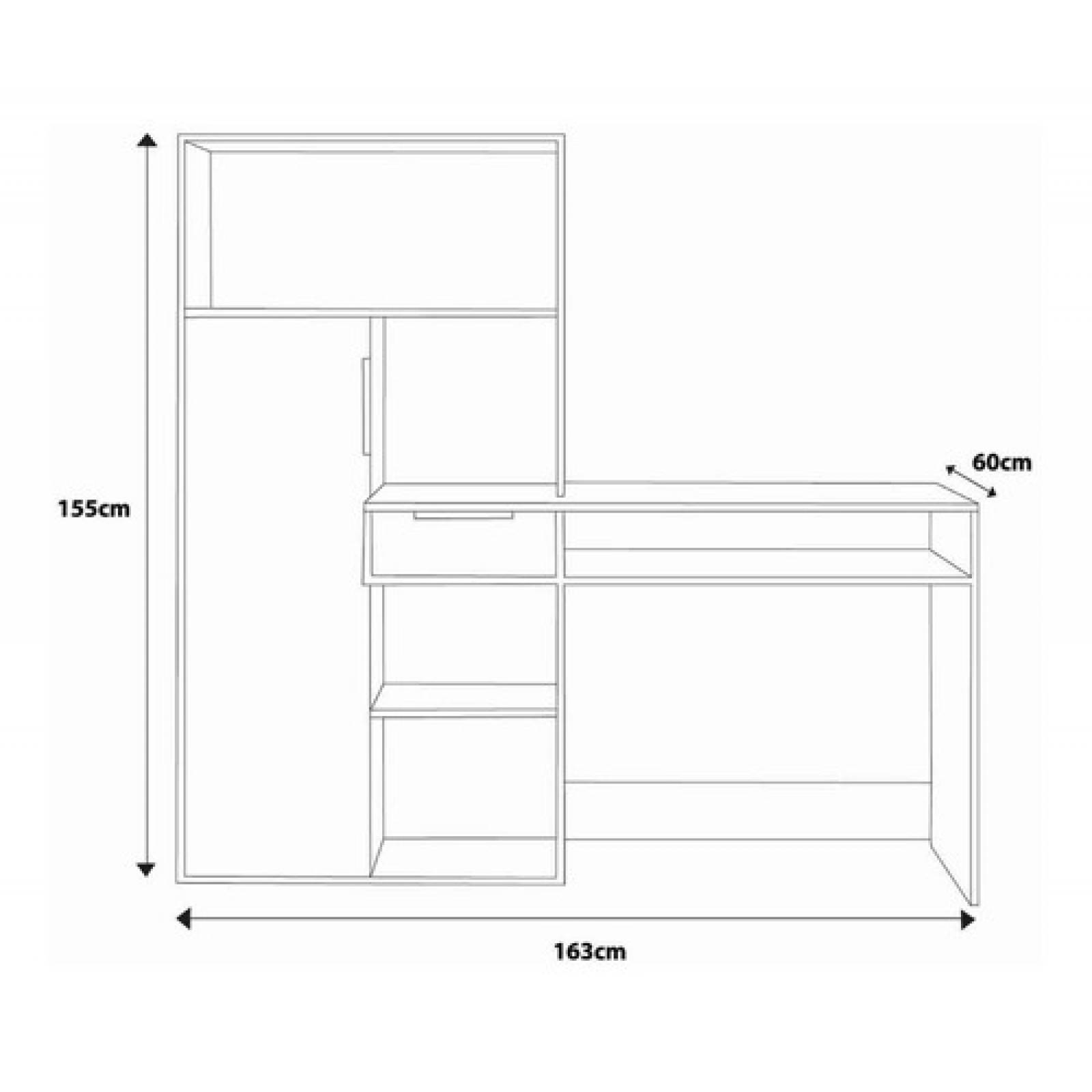 Escritorio Librero Para Computadora Con Cajon Y Puerta