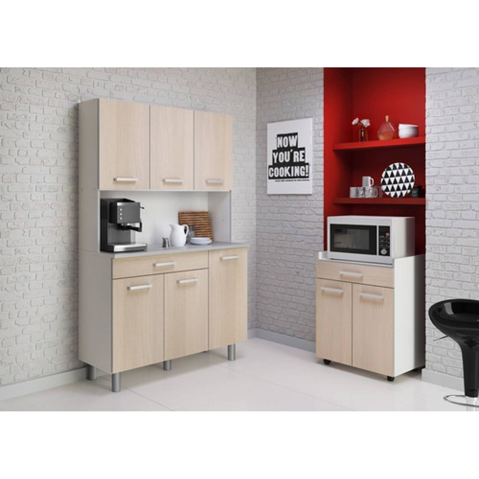 Alacenas Cocinas Prácticas Madera Y Blanco Minimalista Tugow