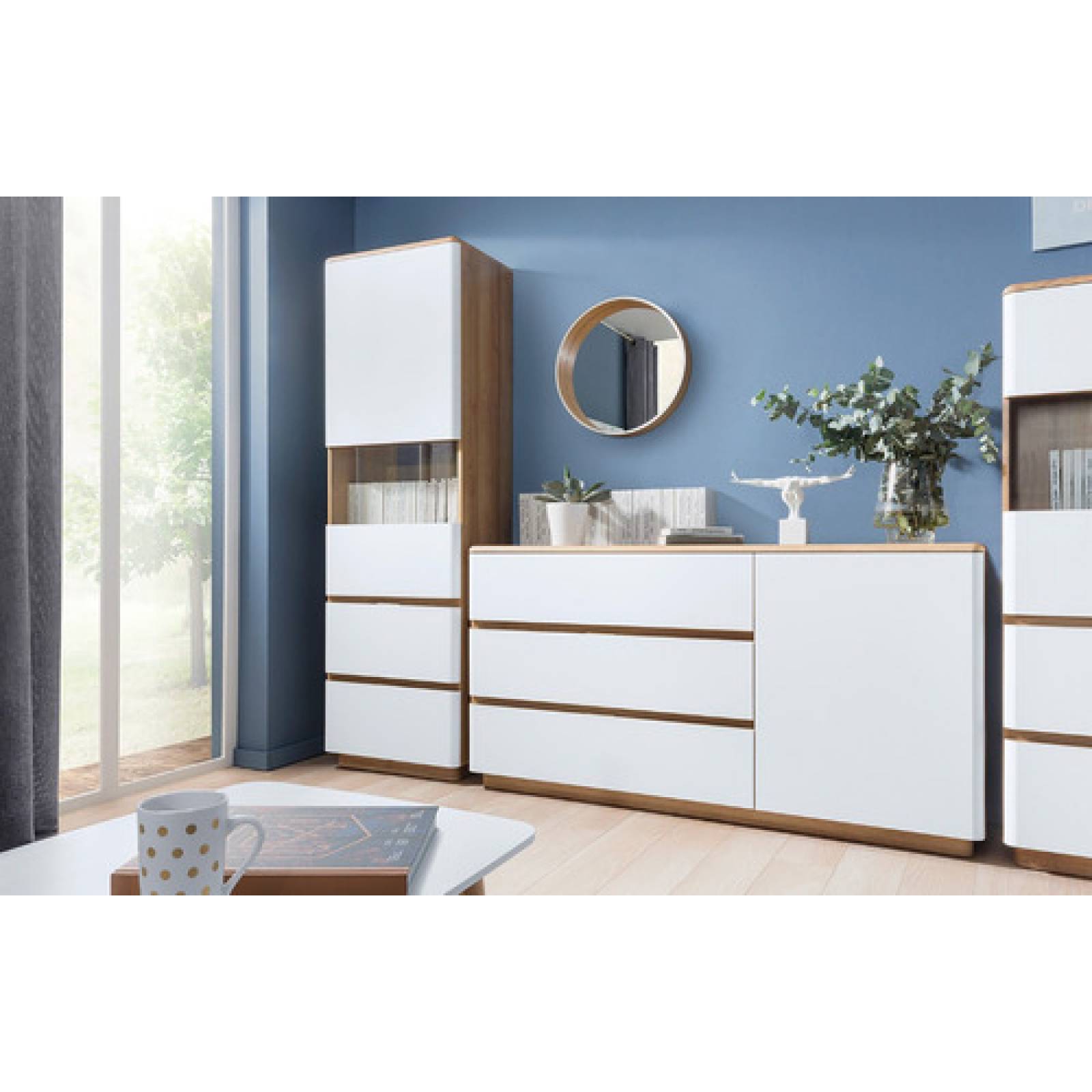 Cajonera Para Sala Minimalista Blanca Tugow