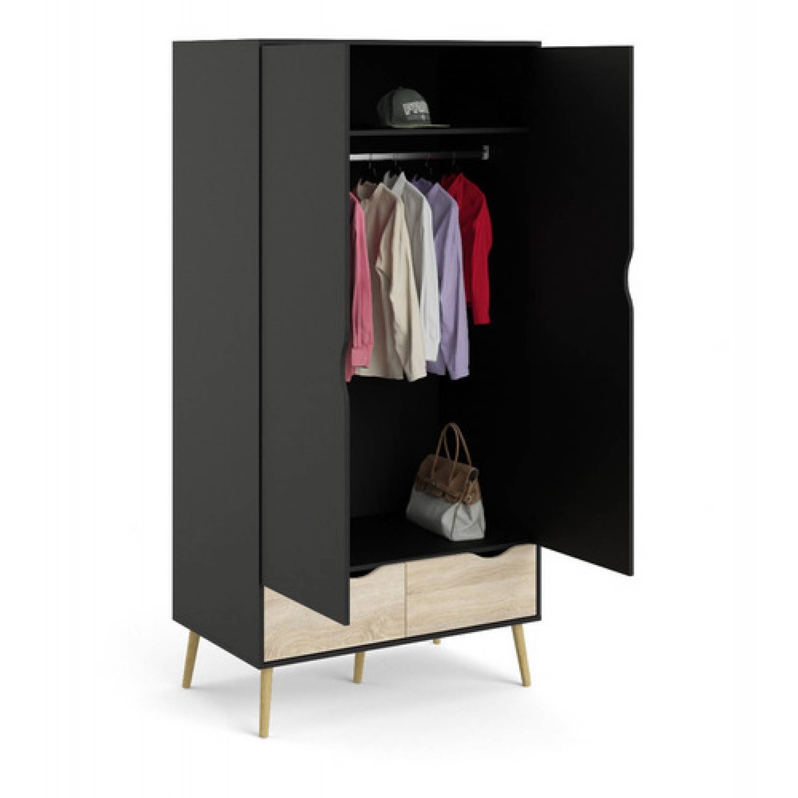 Ropero Moderno Con Cajonera Clóset Armable Negro