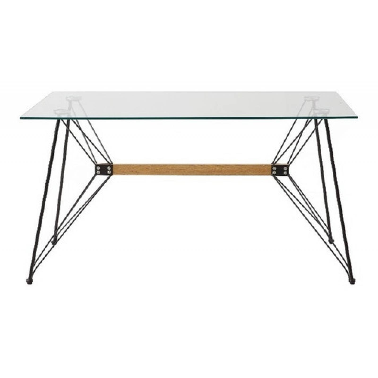 Mesa De Comedor Cristal Templado Estilo Industrial Tugow