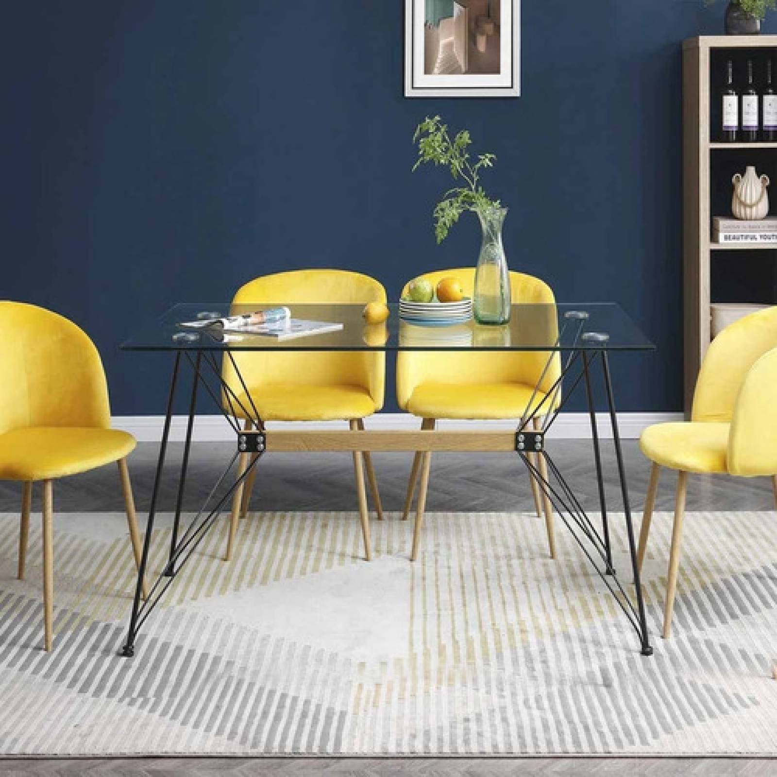 Mesa De Comedor Cristal Templado Estilo Industrial Tugow