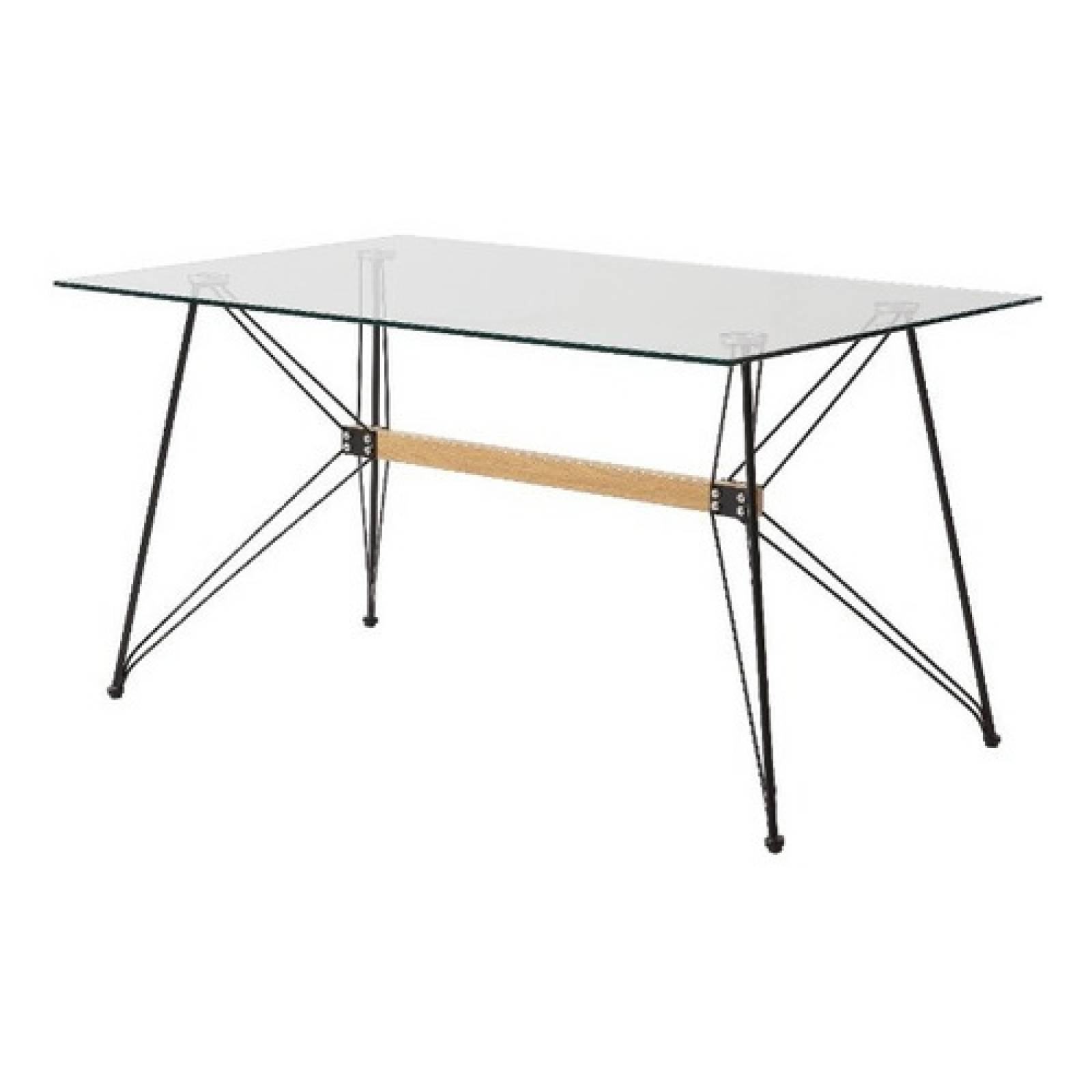 Mesa De Comedor Cristal Templado Estilo Industrial Tugow